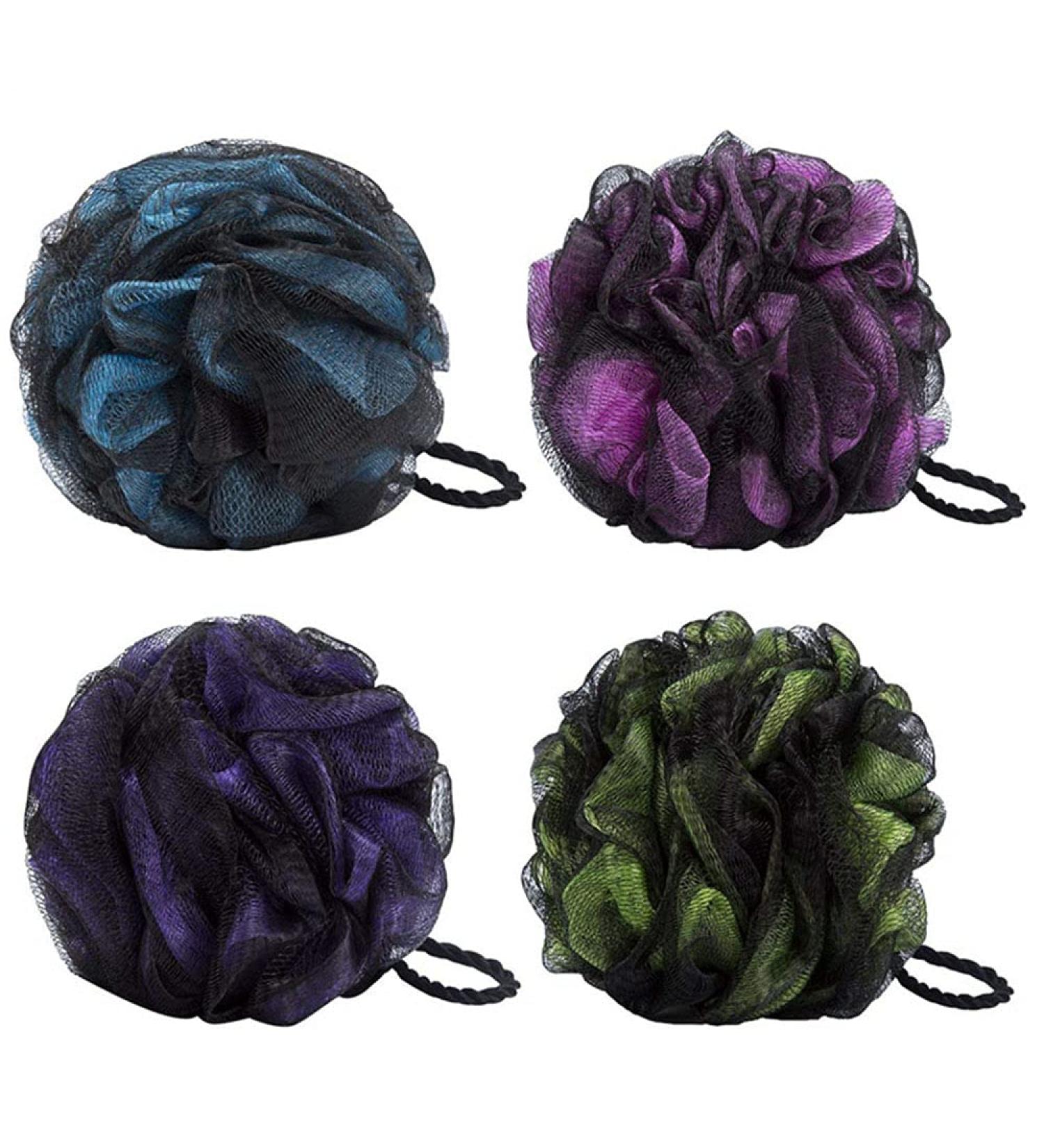 4 Pack JollyJelly Bath Shower Sponges - Double Mesh Body Scrubbers for Smooth Skin | Luffa Scrub Brushes for Men & Women | International Shipping - Buy Online on GoSupps.com