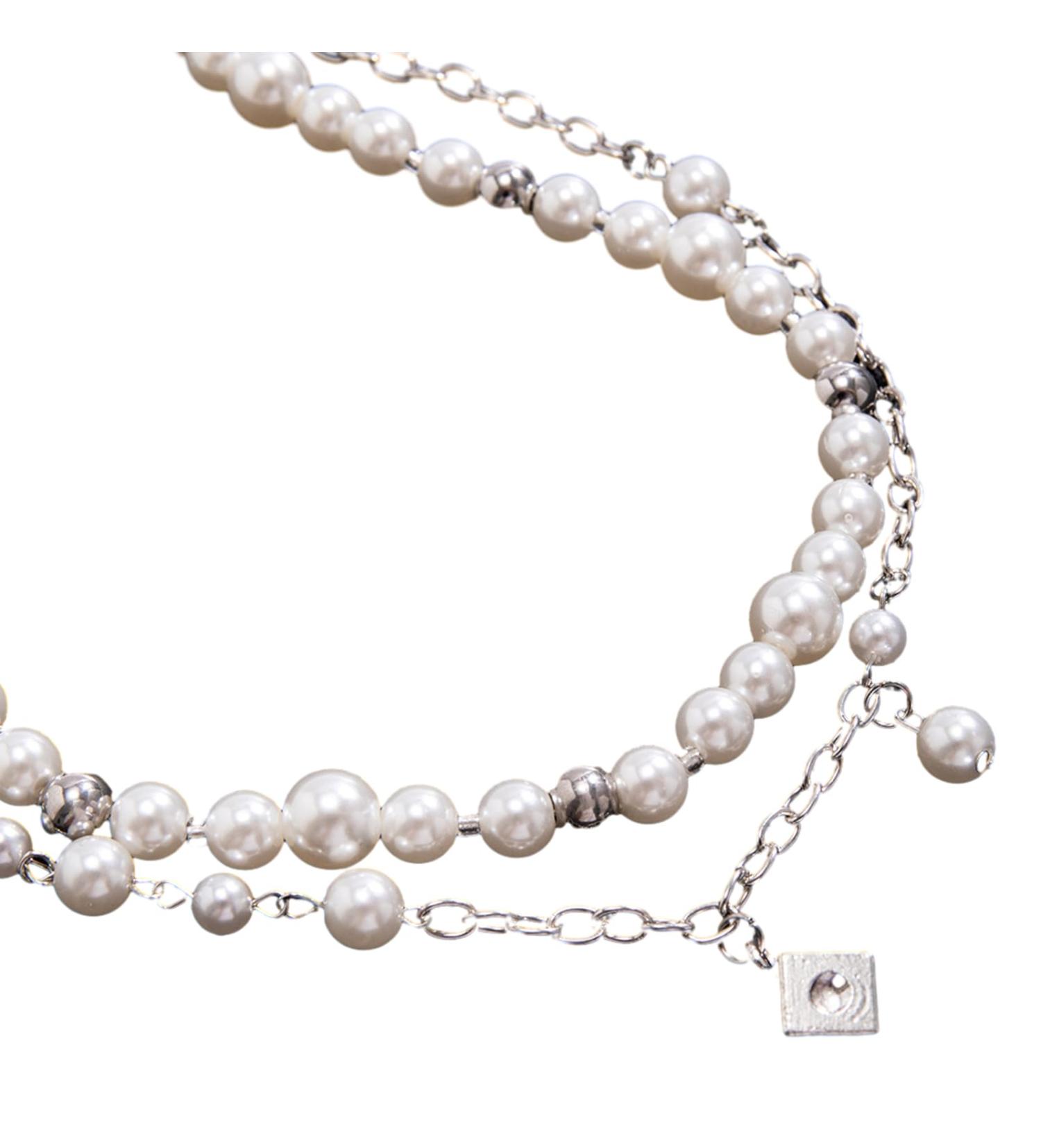 Oralgos Handmade Fashionable Necklace with Cube Pendant - Elegant Choker for Women Stylish Collarbone Chain with Pearls & Art Beads - Buy Online on GoSupps.com