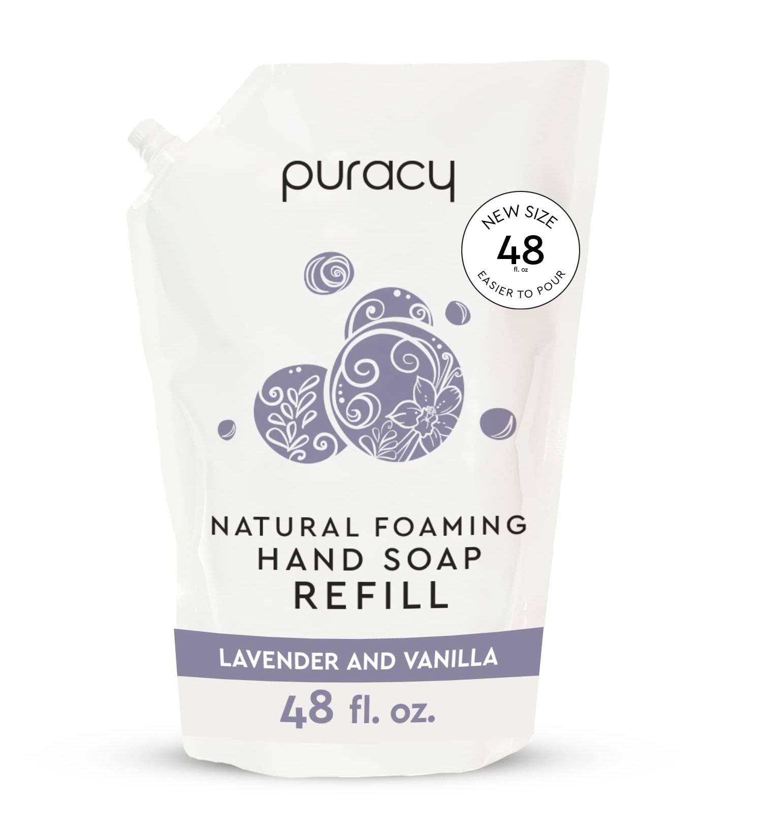 Puracy Foaming Hand Soap Refill - Lavender & Vanilla Scented - 98.6% Plant-Based - Sulfate-Free - 48 oz - Buy Online on GoSupps.com