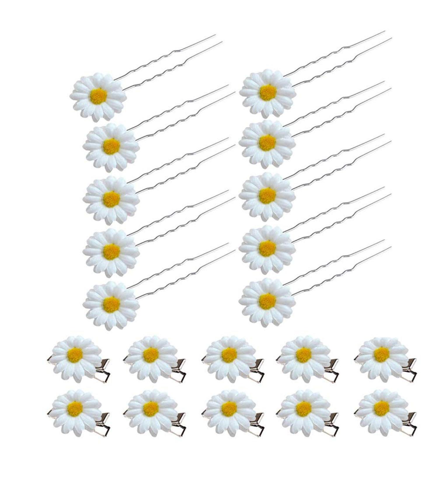20 Pieces Daisy Hair Clips | Wedding Flower Hair Accessories | Bridal & Girl Hair Accessories (White) - Buy Online on GoSupps.com