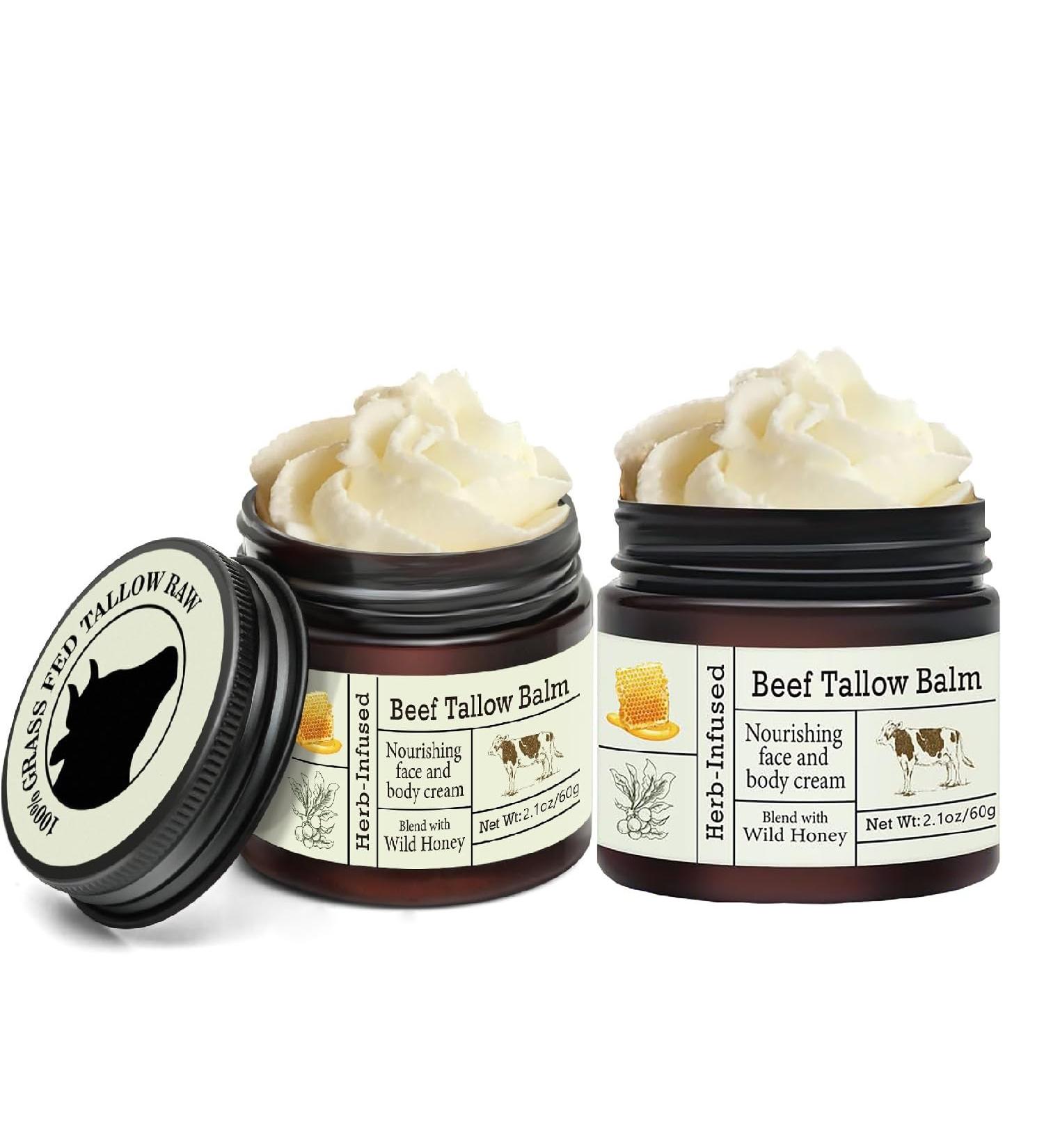 PAQIMAN 2 Pcs Beef Tallow for Skin Face Moisturizer Whipped Tallow and Honey Balm. - Buy Online on GoSupps.com