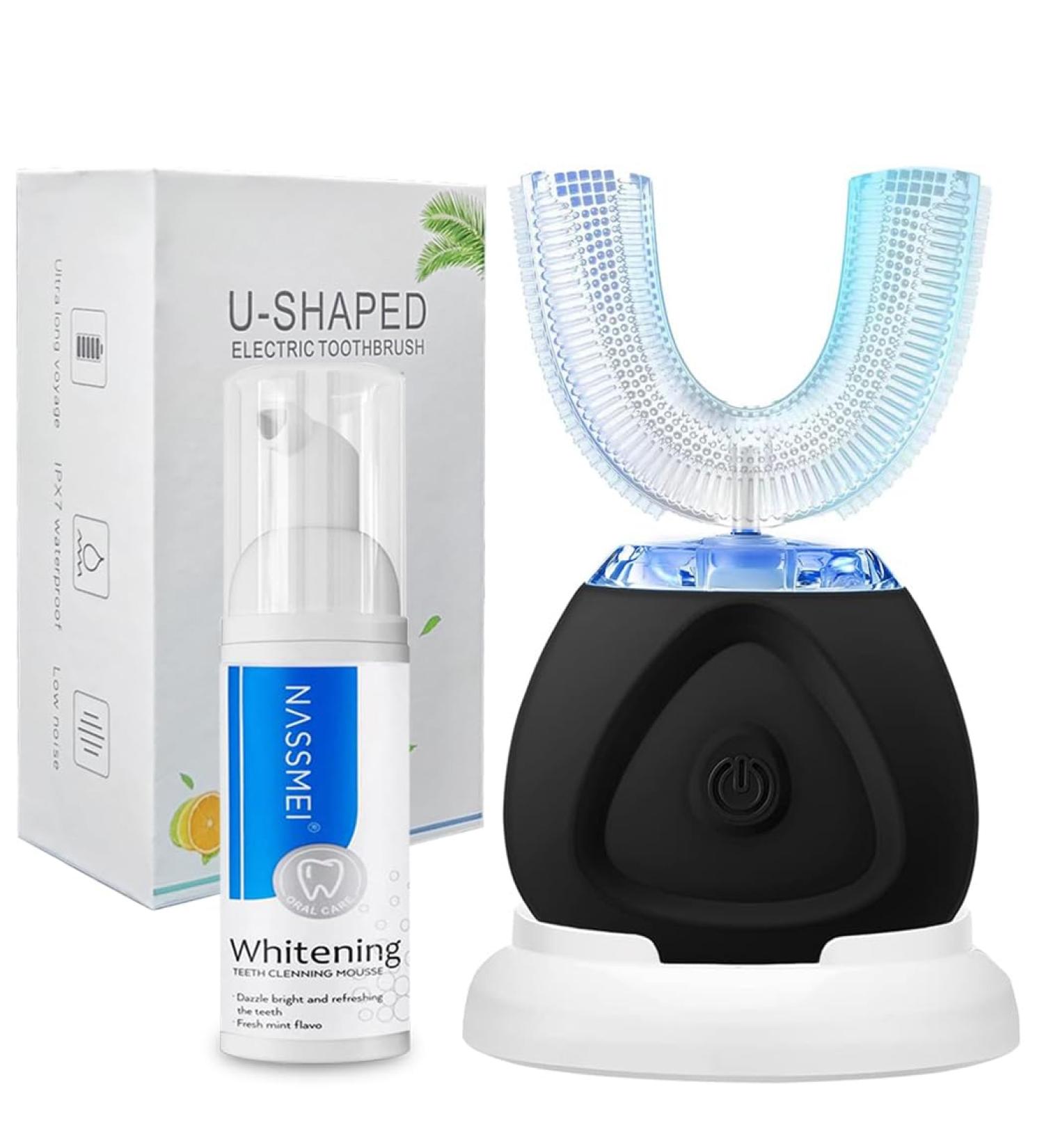 Ultrasonic Toothbrush Automatic Toothbrush 360 Auto Sonic Toothbrush Teeth whitening Brush with Timer & Wireless Charging 360 Ultrasonic Electric Toothbrush for Adult (Black) - Buy Online on GoSupps.com