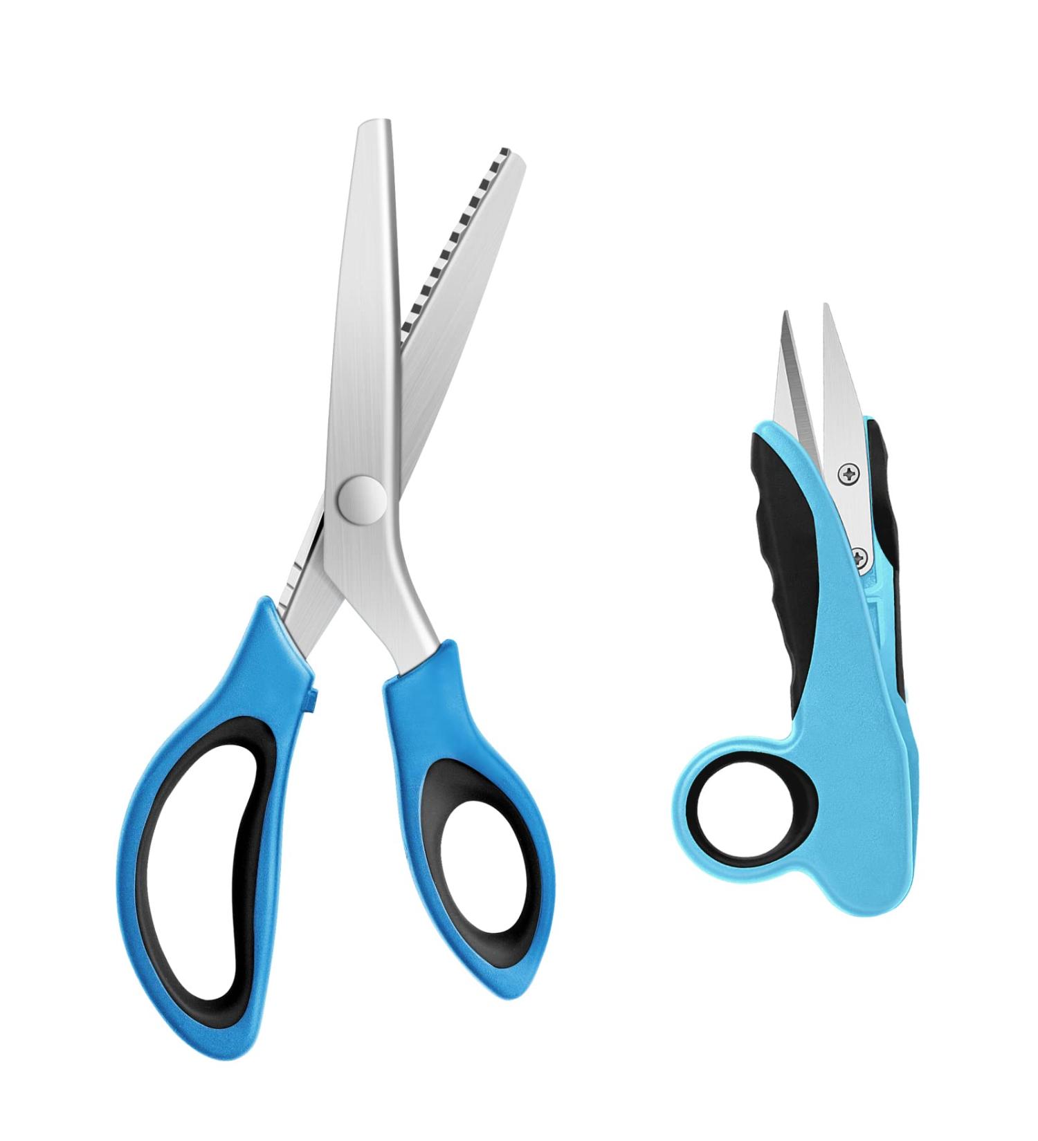 Asdirne Professional Zig Zag Pinking Shears with Rubber Grips - 9.4 Inch, Set of 2 - Buy Online on GoSupps.com