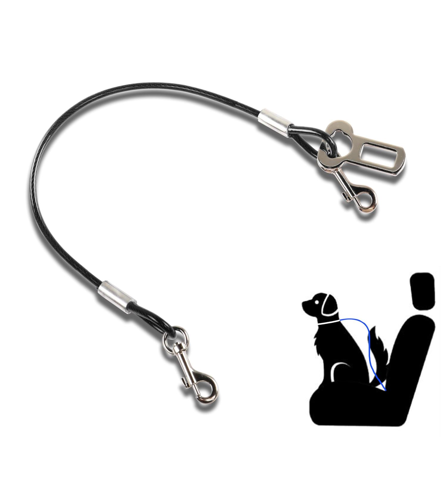 Yaodhaod Dog Seat Belt - Steel Wire Bite-Resistant Safety Belt for Dogs & Cats | 60cm Black - Secure Car Travel - Buy Online on GoSupps.com