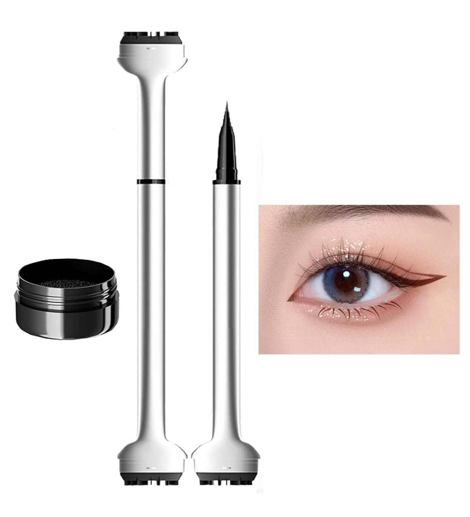 Lower Lash Stamp 2-in-1 Waterproof Eyeliner and Lower Eyelash Stamp Set Reusable Dual Head Quick Eye Makeup Tool with Ink (Brown) - Buy Online on GoSupps.com