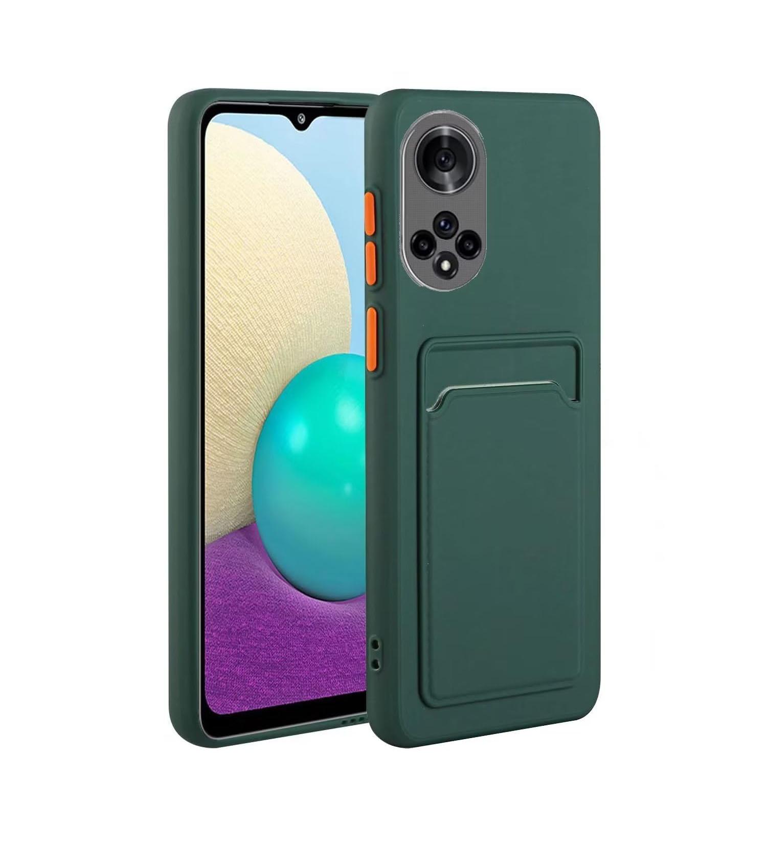Buy Tivenfezk Nadoli Silicone Case for Honor 50 - Ultra Thin Shockproof Scratch-Resistant TPU Wallet Cover with Credit Card Holder - Dark Green - Buy Online on GoSupps.com