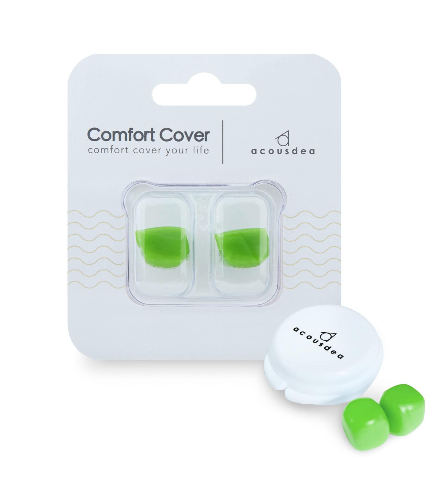 Acousdea Reusable Moldable Silicone Ear Plugs - Waterproof & Noise Cancelling (40 dBSPL) - Green | Ideal for Sleeping, Snoring, Swimming, Studying, Working - Includes Carry Case | 1 Pair - Buy Online on GoSupps.com