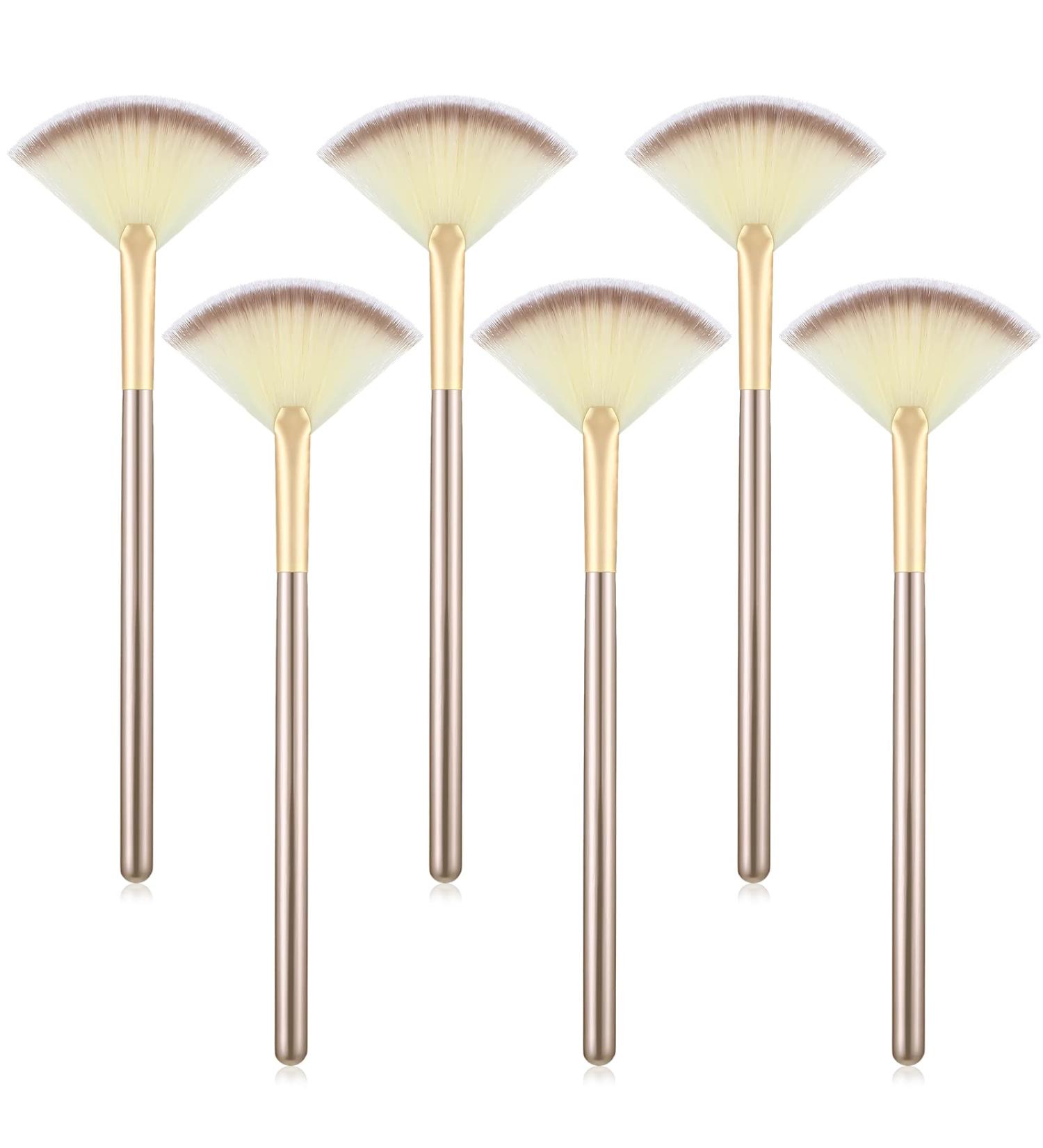 6 Piece Soft Fan Mask Brushes - Facial Mask Applicator Tools for Women | Champagne Hair Makeup Brushes - Buy Online on GoSupps.com