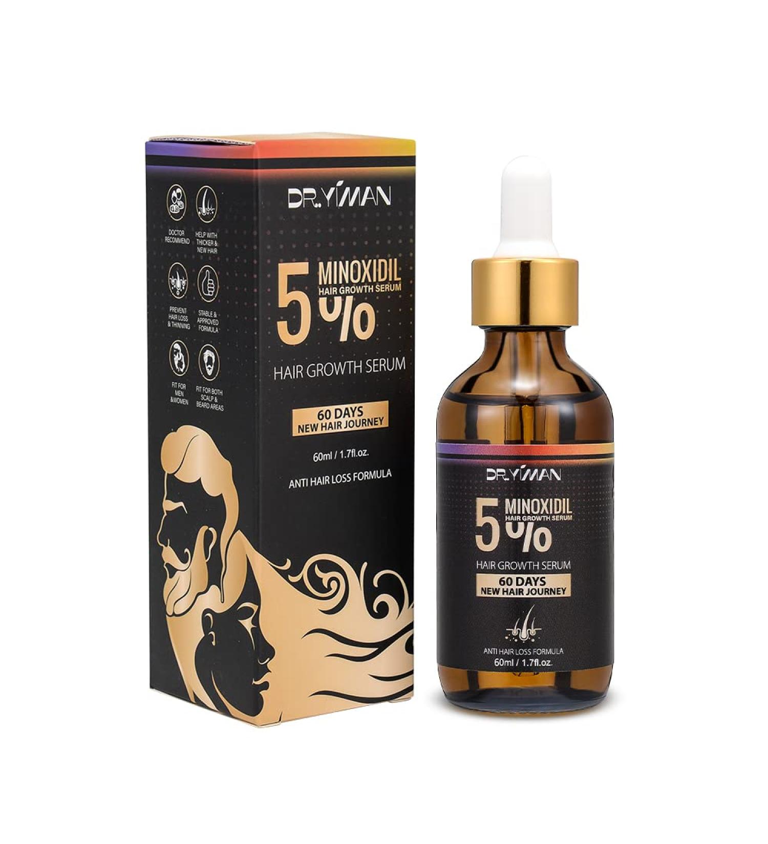 5% Minoxidil & Biotin Hair Growth Serum - 60ML for Men and Women | Hair Regrowth Treatment for Thicker, Longer, Healthier Hair | Prevent Scalp Hair Loss | Natural Formula for Fuller Hair - Buy Online on GoSupps.com