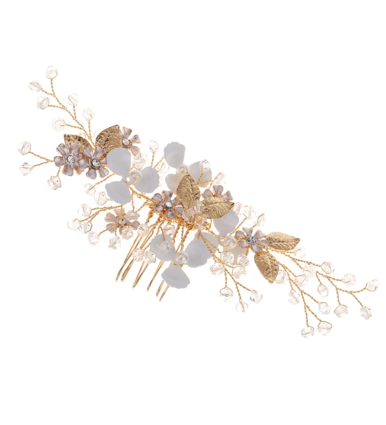 Didiseaon Vintage Hair Comb Rhinestone Gold Hair Comb Gold Leaf Hair Comb Flower Hair Combs for Women Decorative Pearl Hair Comb Rhinestone Hair Comb Tiara Hair Accessories Wedding Bride - Buy Online on GoSupps.com