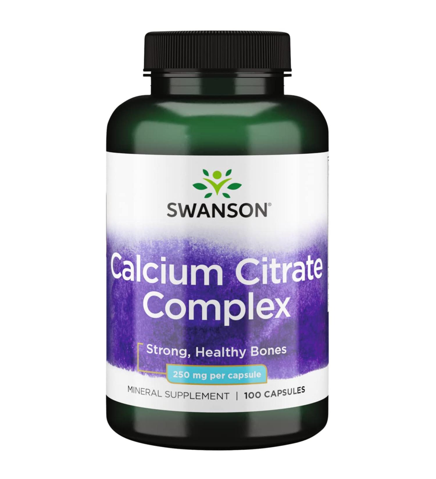 Swanson Calcium Citrate Complex 250mg - Bone, Muscle, Nerve Health & Blood Pressure Support - 100 Capsules - Buy Online on GoSupps.com