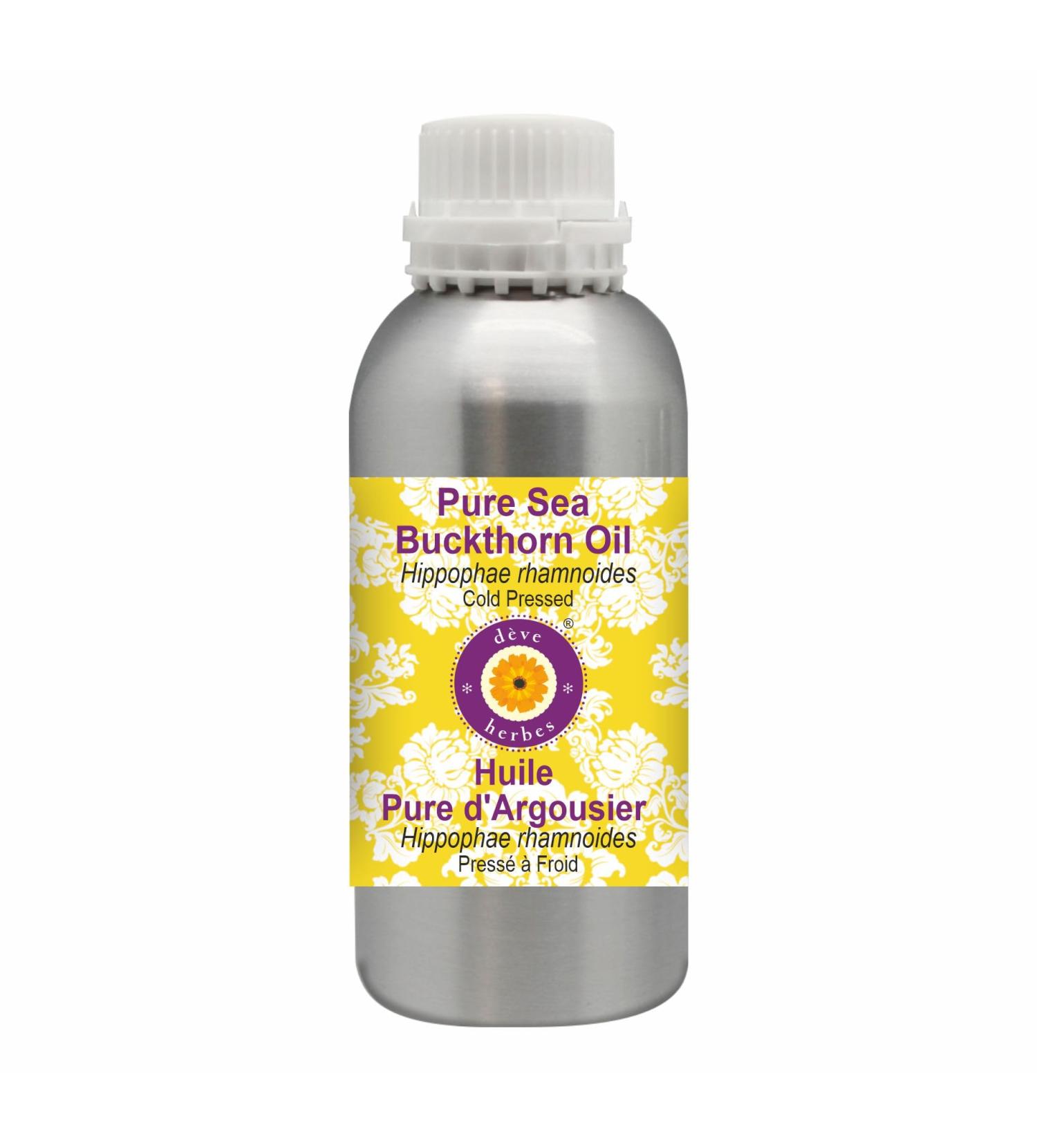 Deve Herbes Pure Sea Buckthorn Oil (Hippophae rhamnoides) Cold Pressed 300ml (10 oz) - Buy Online on GoSupps.com