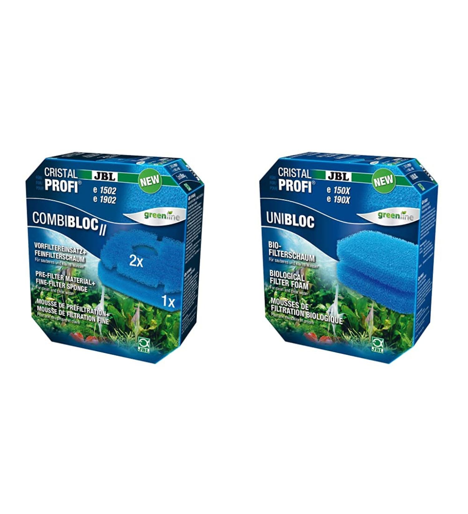 JBL COMBLOC II & Unibloc Bio Filter Foam for CristalProfi E Series - Pre-Filter & Fine Filter Inserts - 2-Pack Bundle for Aquarium Filters - Buy Online on GoSupps.com