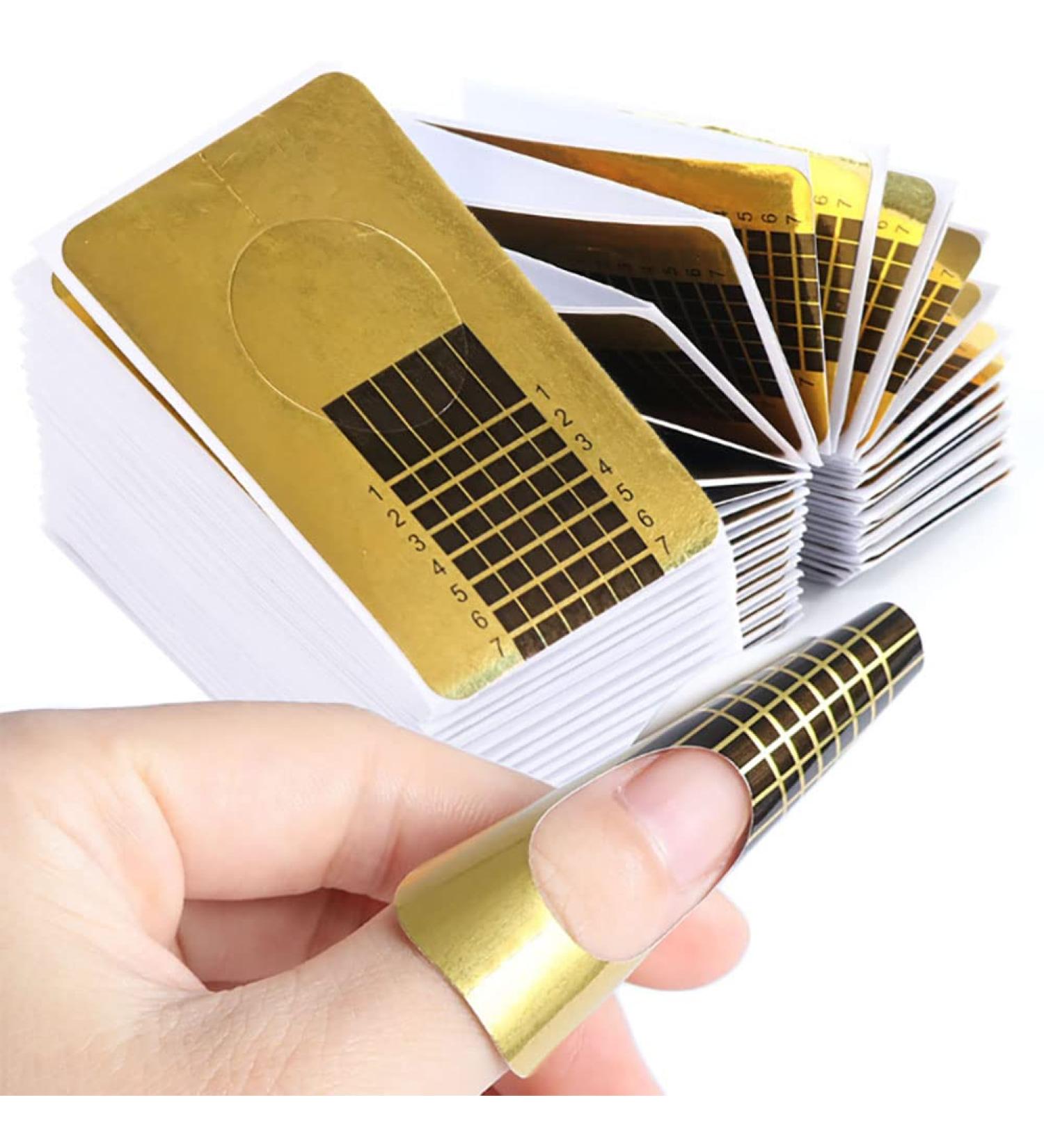 100 Pcs Gold Rectangle Nail Forms Self-Adhesive And Durable Nail Extension Molds Suitable For Uv Gel With Numbers Tips Form Guide for Nail Diy Enthusiasts And Learners - Buy Online on GoSupps.com