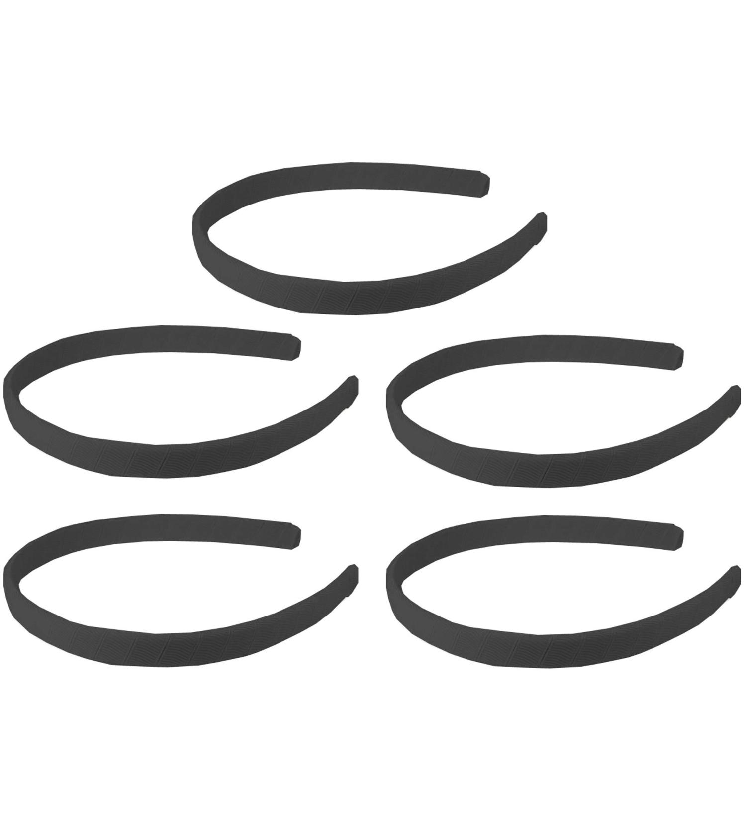 Q-YO Grosgrain Wrapped Headbands For Girls DIY Craft (5pc 1/2 Wrapped headbands-Black) 5pc 1/2 Wrapped headbands--Black
