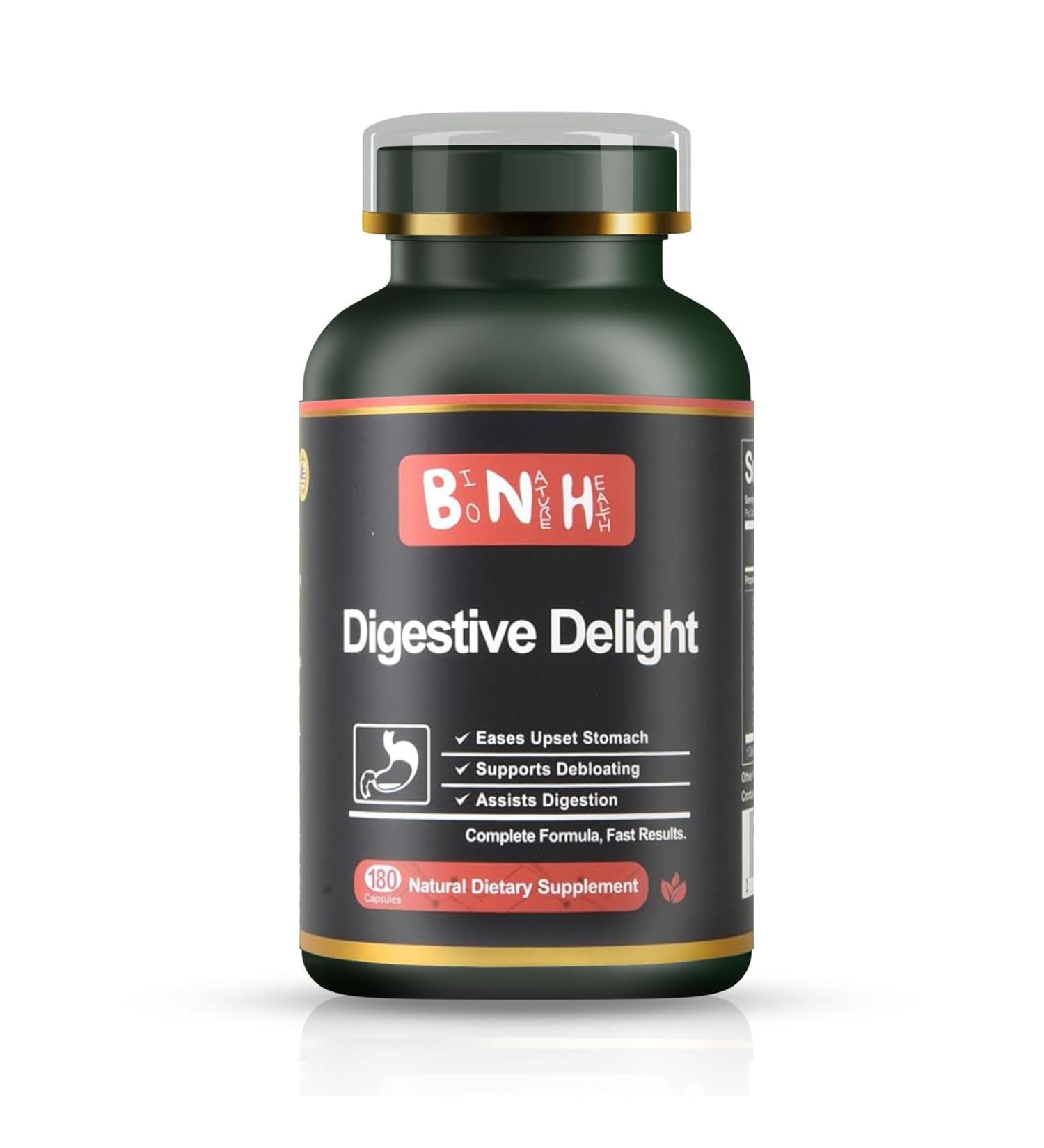 Digestive Delight - Balances Good & Bad Bacteria Naturally - Improved Nutrient Absorption - Microbiome - Excessive Gas - Bloating - Abdominal Pain & Discomfort - Gut Health - Probiotic Free - 180ct - Buy Online on GoSupps.com