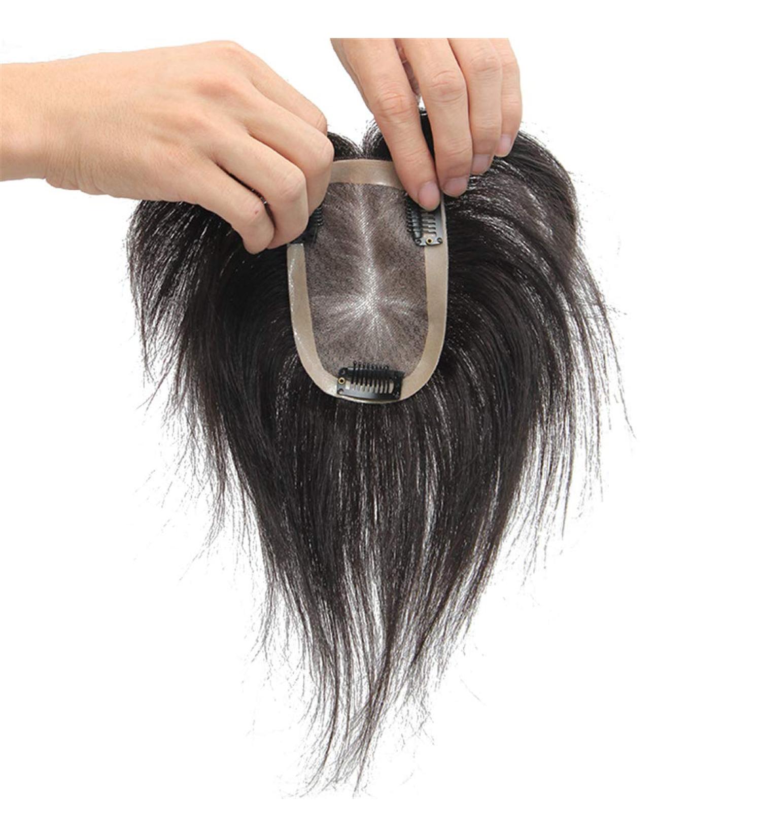 Susanki Real Hair Topper for Women - Hand-Bound Remy Hair Crown Topper Mono-Wig Hair Part 20.3 cm Dark Brown - Perfect for Thin Hair - Buy Online on GoSupps.com