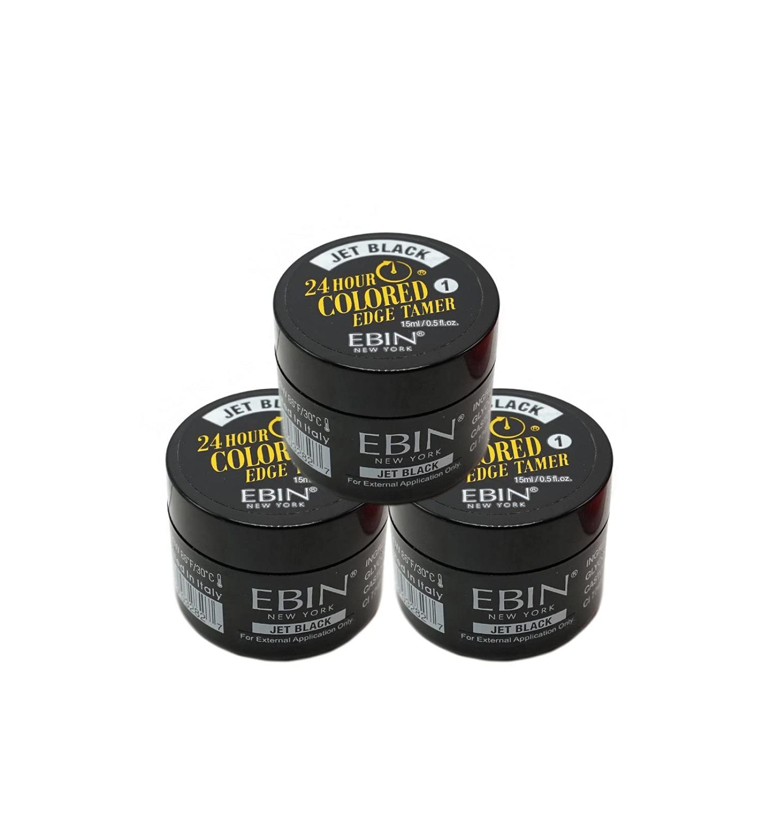 EBIN NEW YORK 24 Hour Colored Edge Tamer 3-Pack 0.5 Oz Jet Black - No Flaking, No Residue - Covers Gray & Roots - Buy Online on GoSupps.com