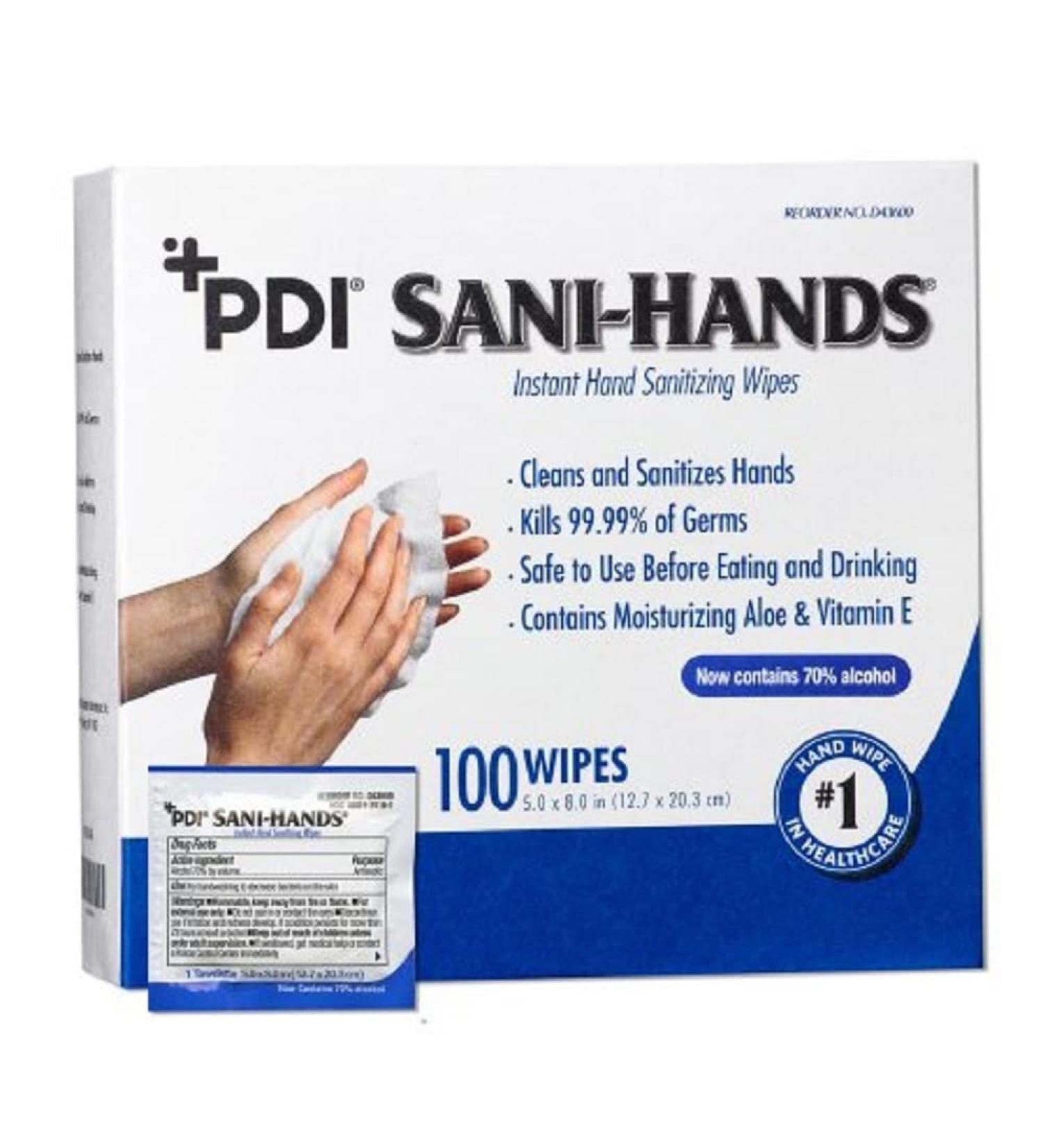 PDI Healthcare D43600 Sani-Hands Wipe 5" Width 8" Length (Pack of 100)