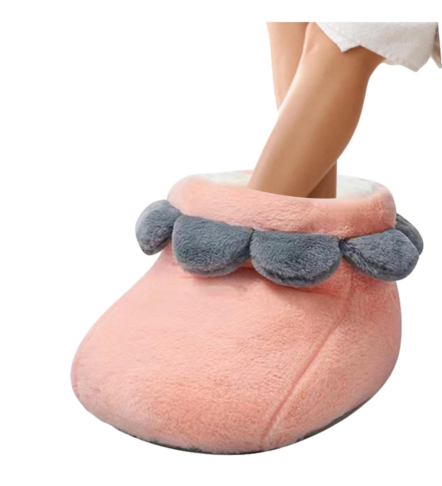 Brojaq Heated Foot Warmer - Washable Slipper Style Rechargeable Cold Weather Accessory for Work Read Travel - Cozy Pink Comfort - Buy Online on GoSupps.com