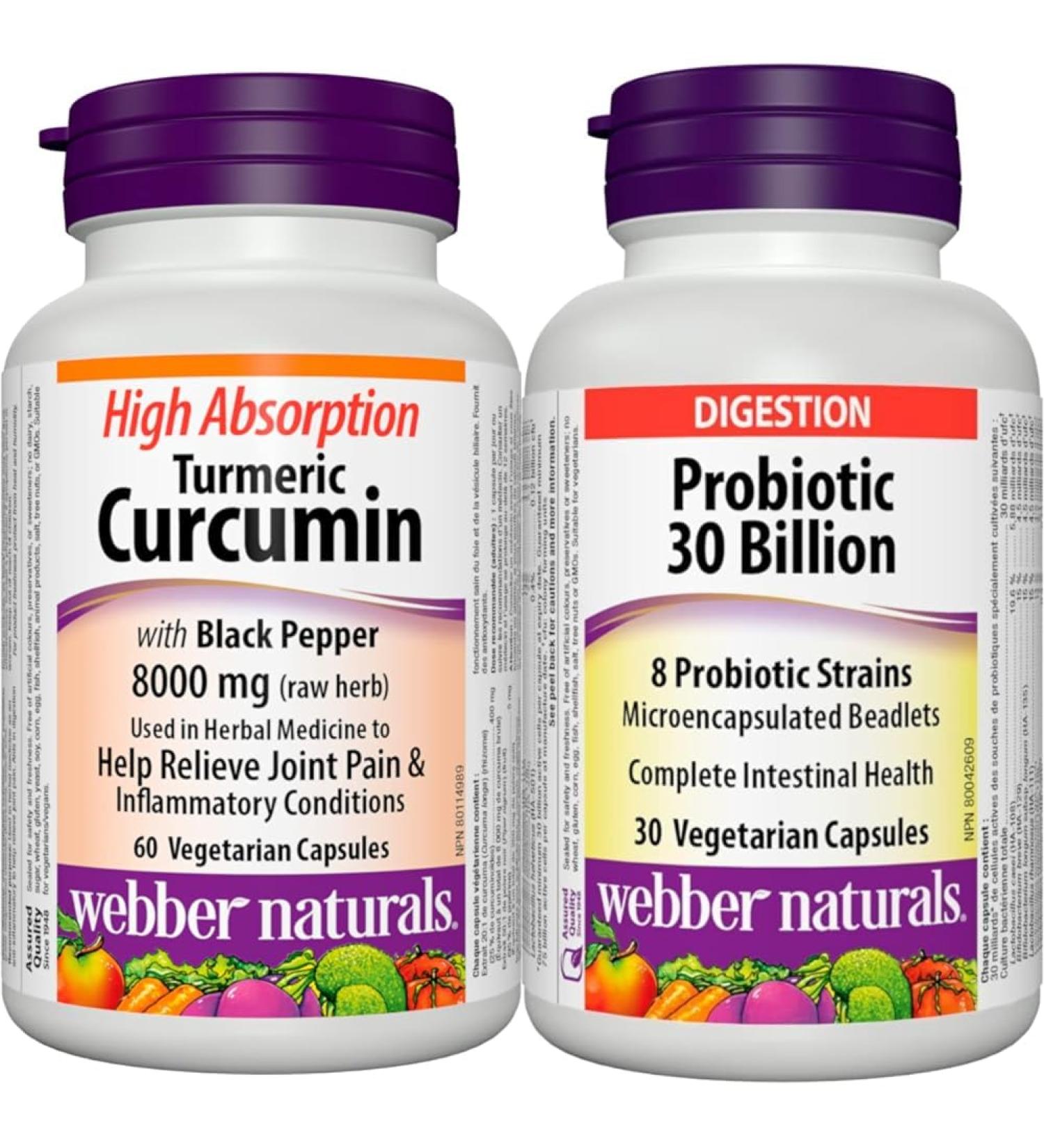 Webber Naturals Turmeric Curcumin + Probiotic 30 Billion Bundle - Buy Online on GoSupps.com