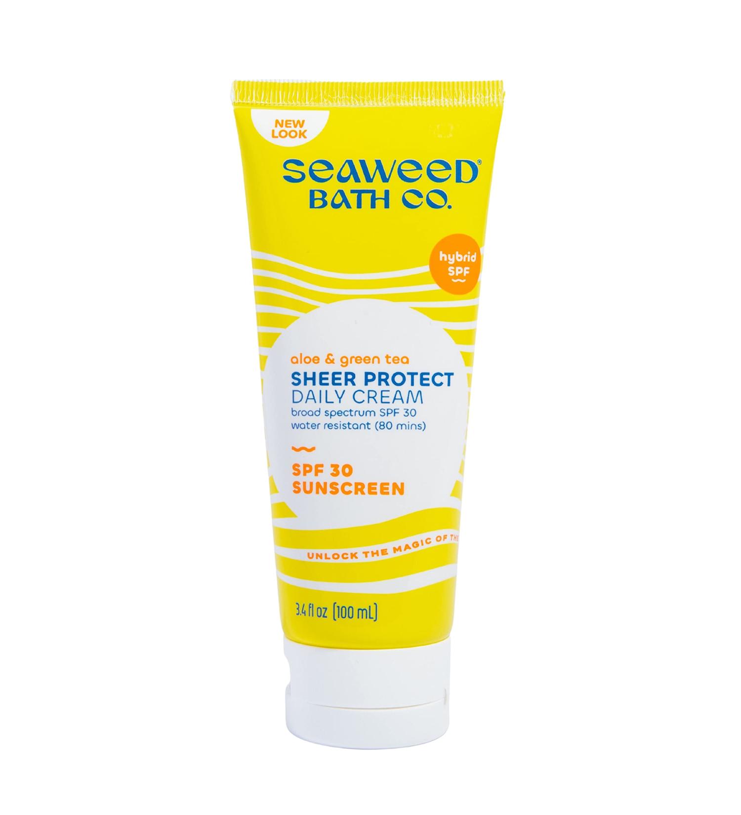 Seaweed Bath Co. Sheer Protect Daily SPF 30 Broad Spectrum Sunscreen Cream - 3.4 oz - Seaweed, Aloe, Green Tea - Buy Online on GoSupps.com
