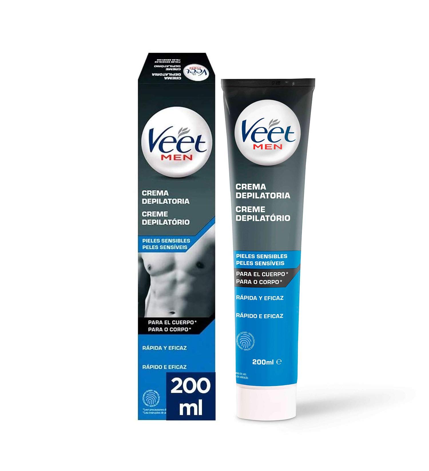 Veet Men Depilatory Gel Cream for Sensitive Skin 200ml - Smooth Fast Hair Removal | International Shipping - Buy Online on GoSupps.com