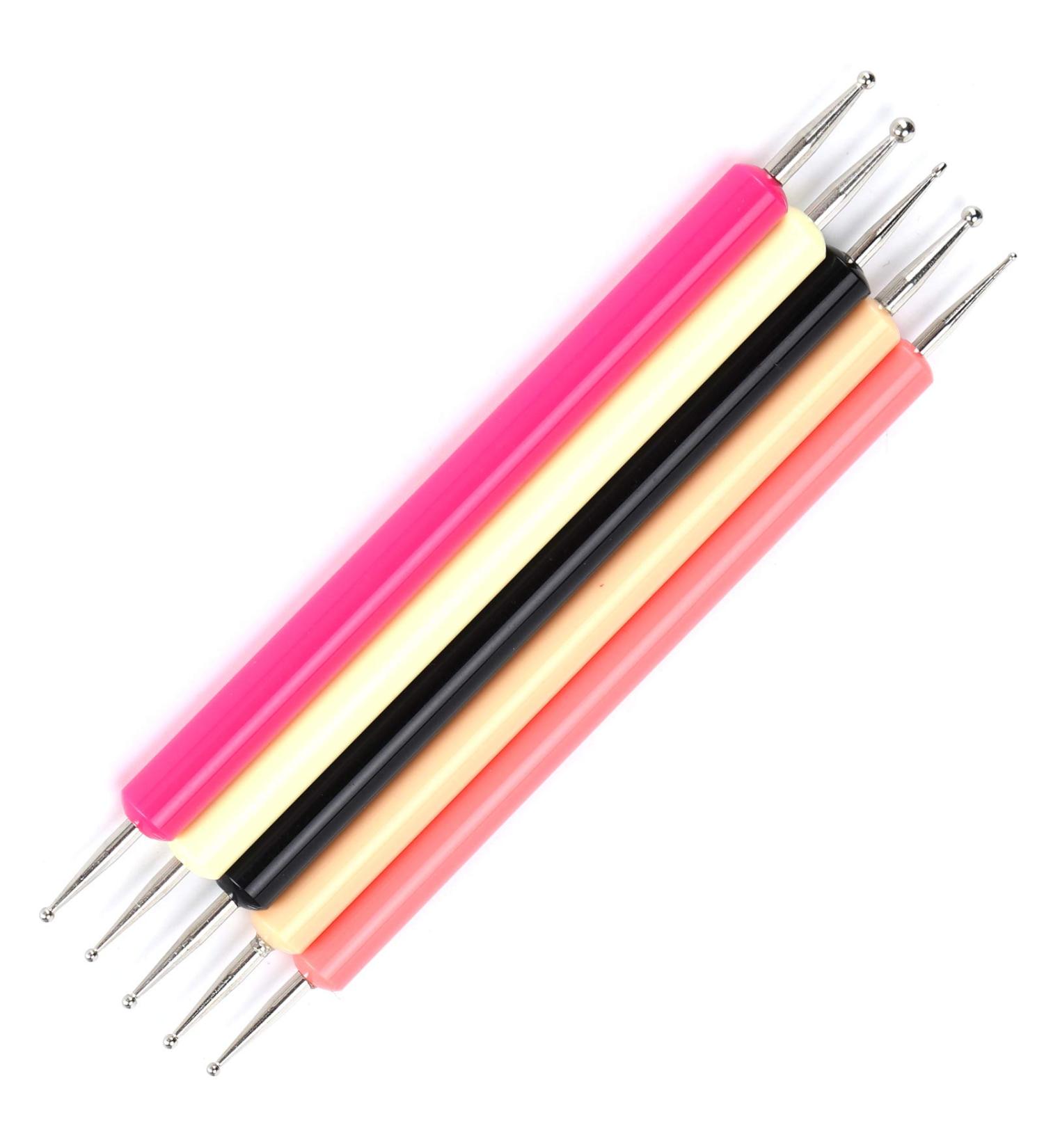 Dotting Pen Acrylic Rod 2 Round Head Nail Art Tip Paint DIY Tool Art Tools Round Head Indentation Nail Art Tip Dot Paint DIY Slotted Tool Double Ended Nib for Dots and Swirl - Buy Online on GoSupps.com