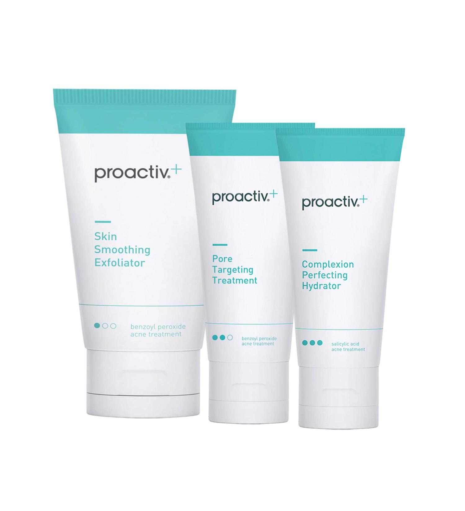 Proactiv+ 3 Step Acne Treatment Kit - Benzoyl Peroxide Face Wash, Salicylic Acid Exfoliator - 30 Day Skincare Set - Buy Online on GoSupps.com