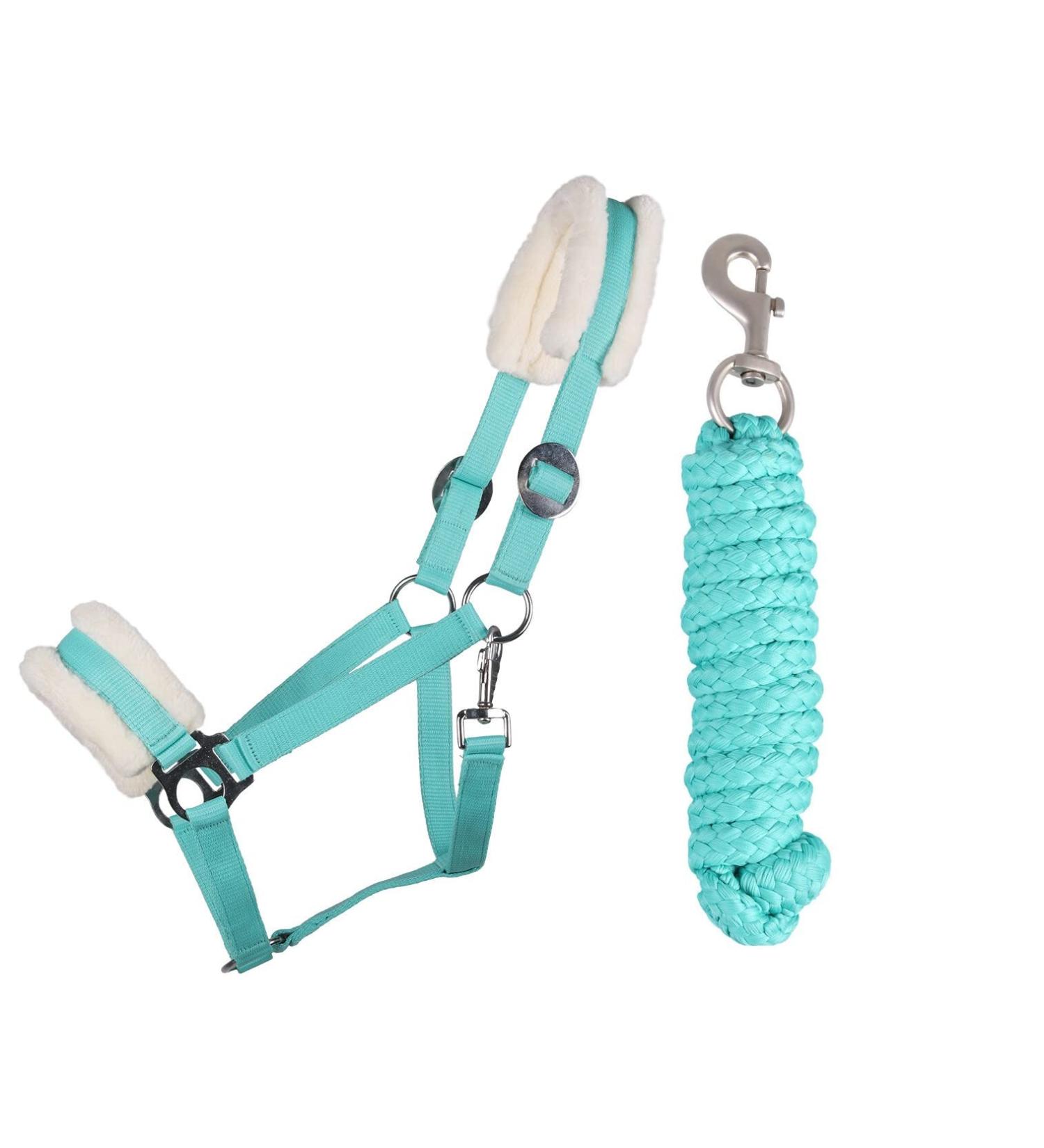 ARBO-INOX halter set starter with faux fur halter and lead rope (Mini SHETTY TURQUOISE) Mini Shetty TURQUOISE