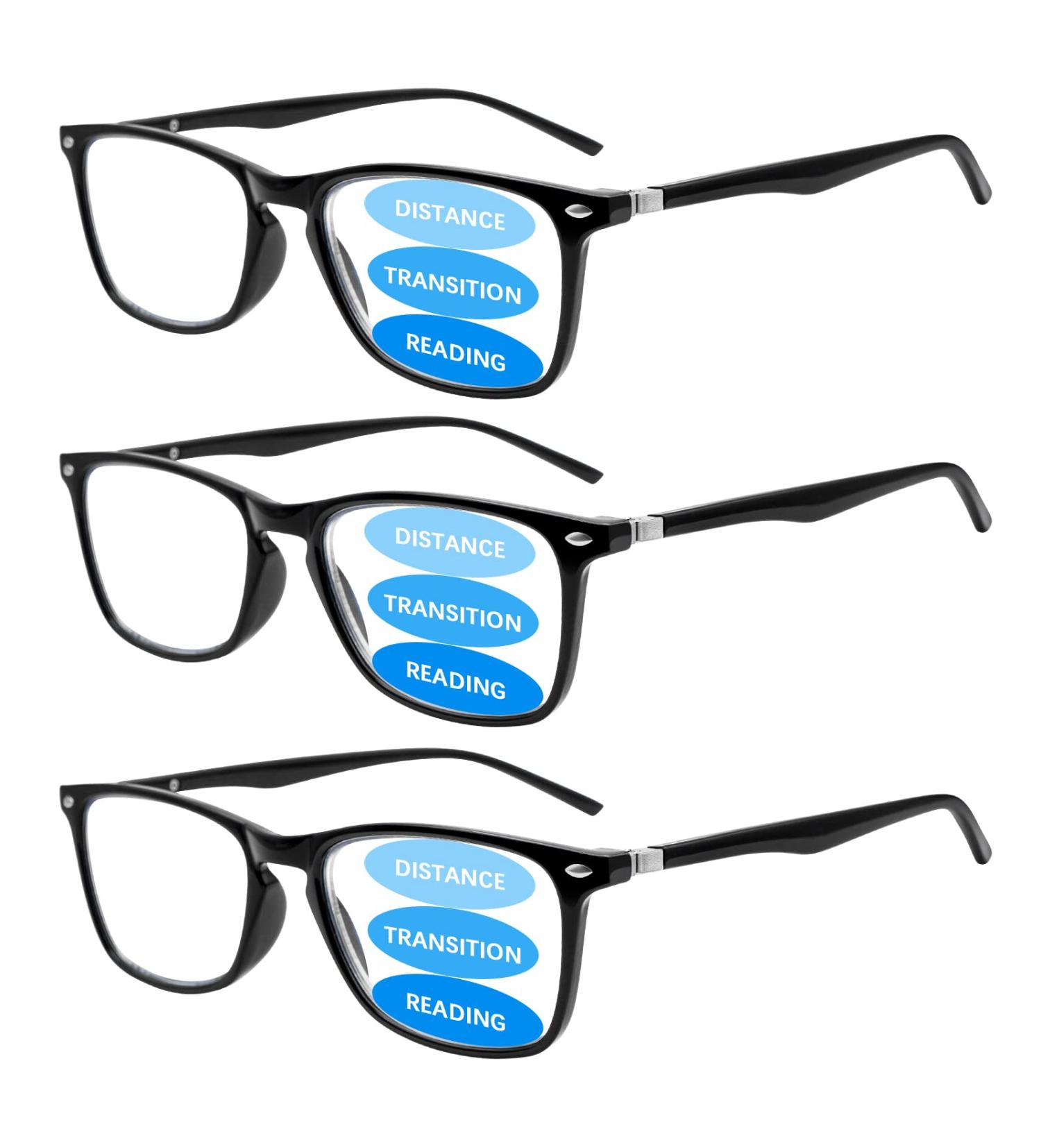 Sumkyle 3 Pack Progressive Multifocus Reading Glasses | Blue Light Blocking Computer Readers | Black | 2.0x Strength - Buy Online on GoSupps.com