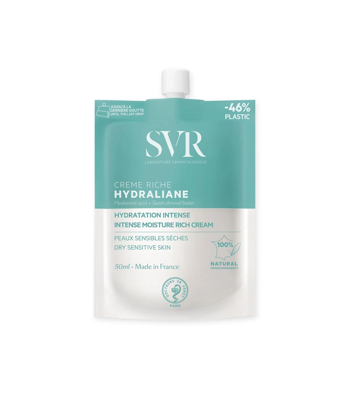 SVR - Rich Hydraliane Face Cream - Intense Hydration - Glycerin Cream + Hyaluronic Acid - For Sensitive Dry Dehydrated Skin - 100% Natural Ingredients - Anti-Waste Pack - 50 ml - Buy Online on GoSupps.com