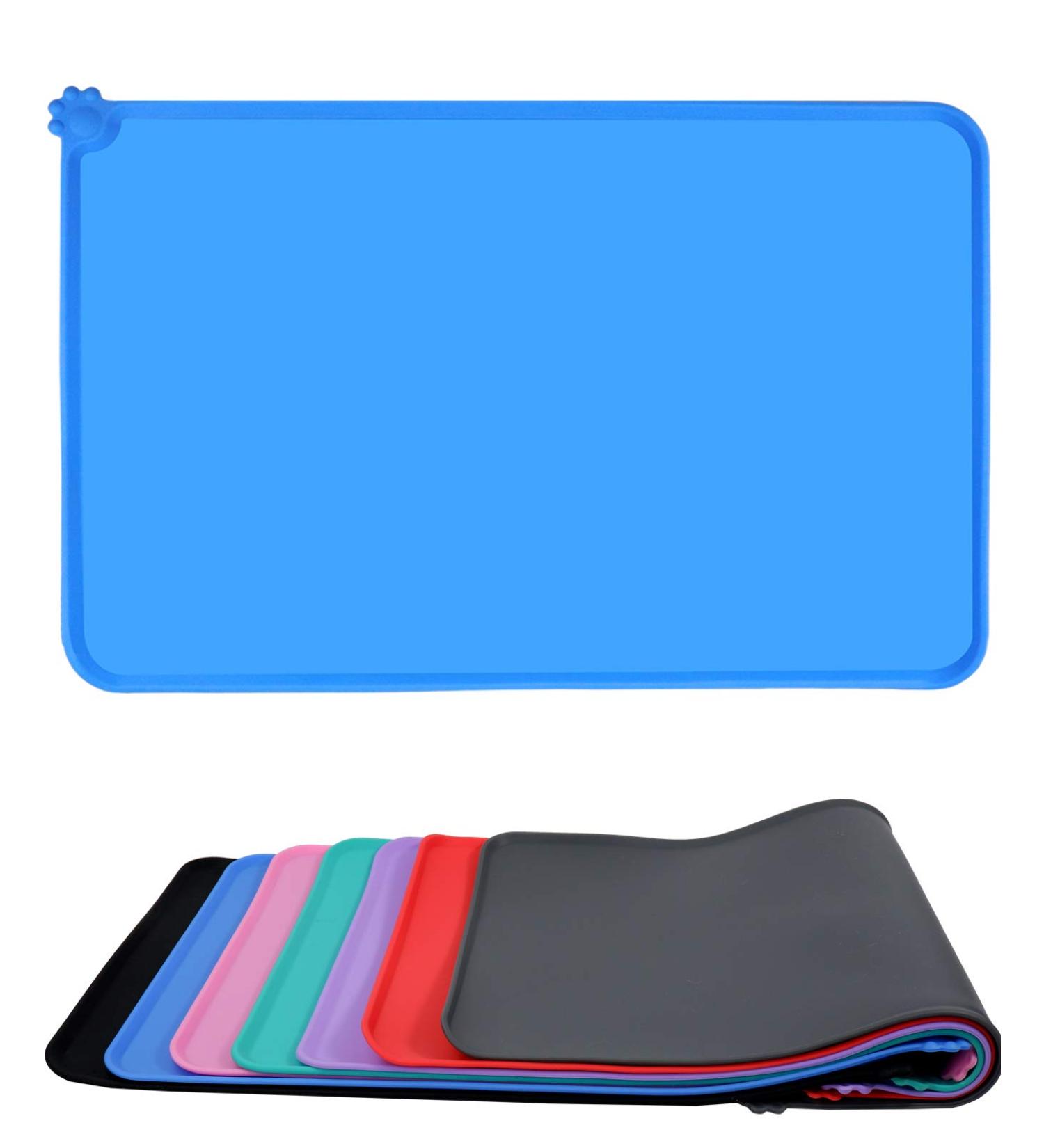Taglory Waterproof Non-Slip Silicone Feeding Mat for Dogs & Cats - 47x30cm Blue | Durable Bowl Pad & Food Underlay - Buy Online on GoSupps.com