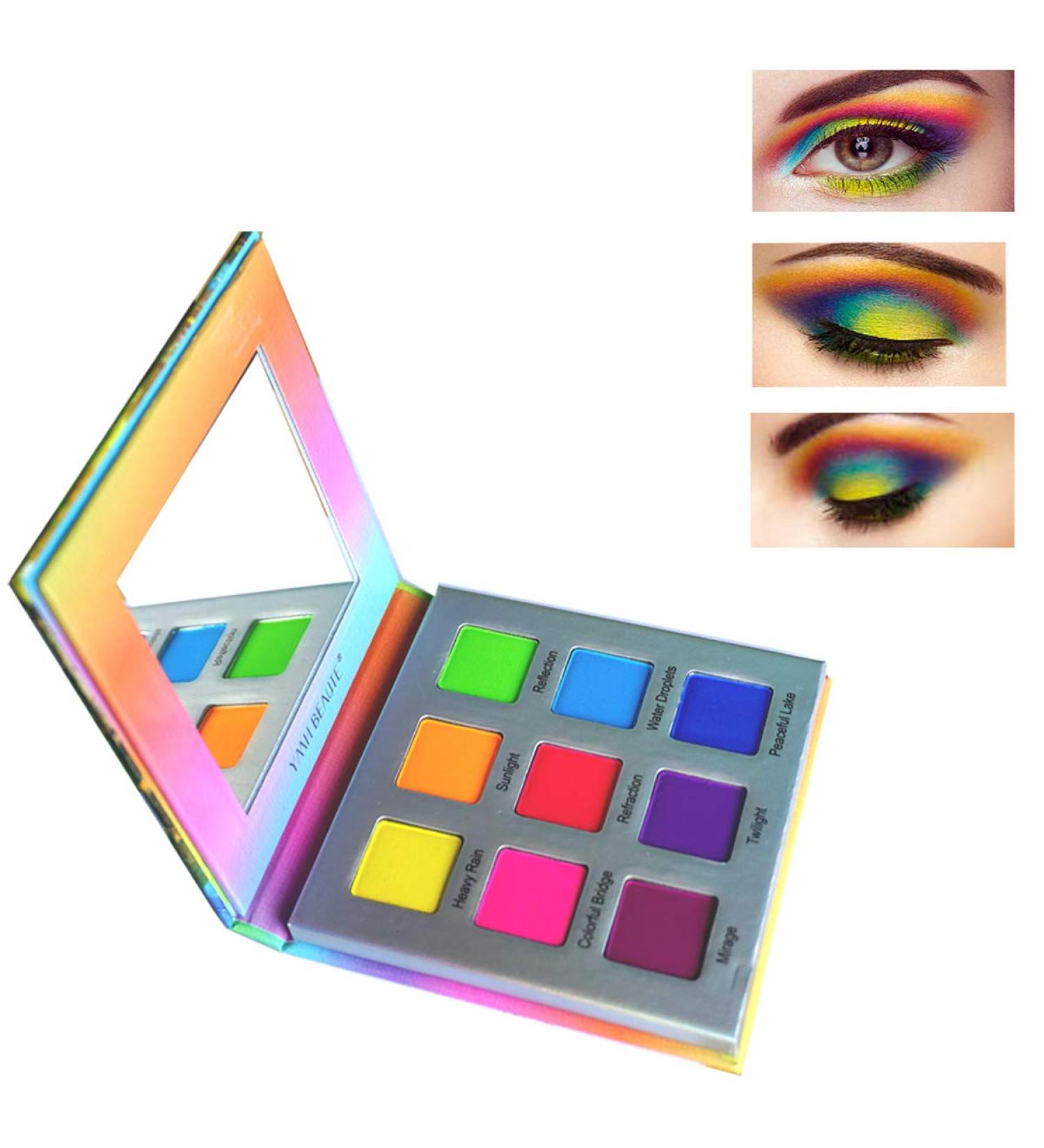 YMH BEAUTE 9 Color Highly Pigmented Bright Eyeshadow Palette - Long Lasting, Waterproof, Cruelty-free Rainbow Shades - Buy Online on GoSupps.com