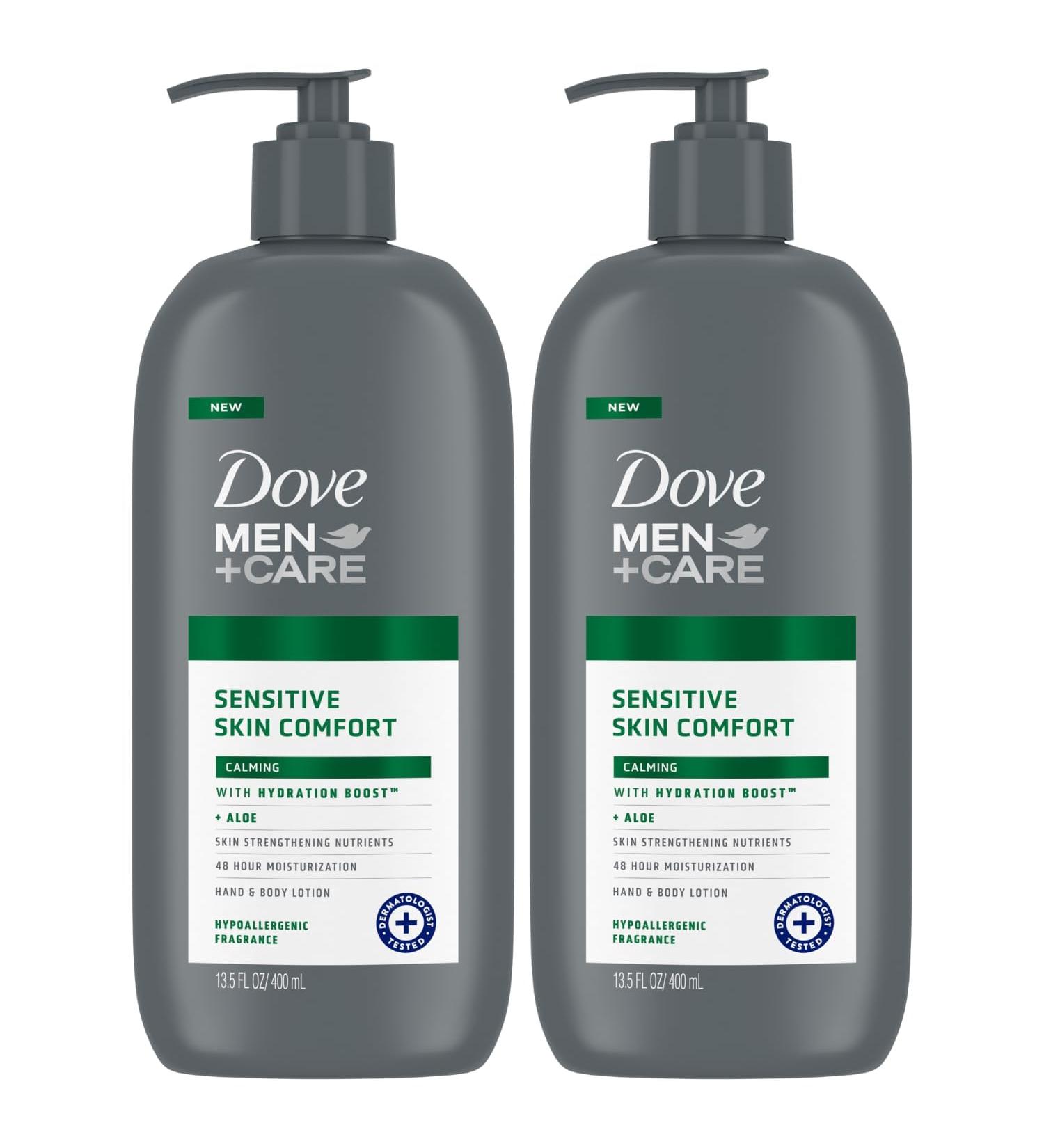 Dove Hand & Body Lotion Men+Care Value Pack Sensitive Skin Comfort Formula with Shea Butter & Aloe Vera Calming Lotion for Dry Skin 13.5 Fl Oz (Pack of 2) - Buy Online on GoSupps.com