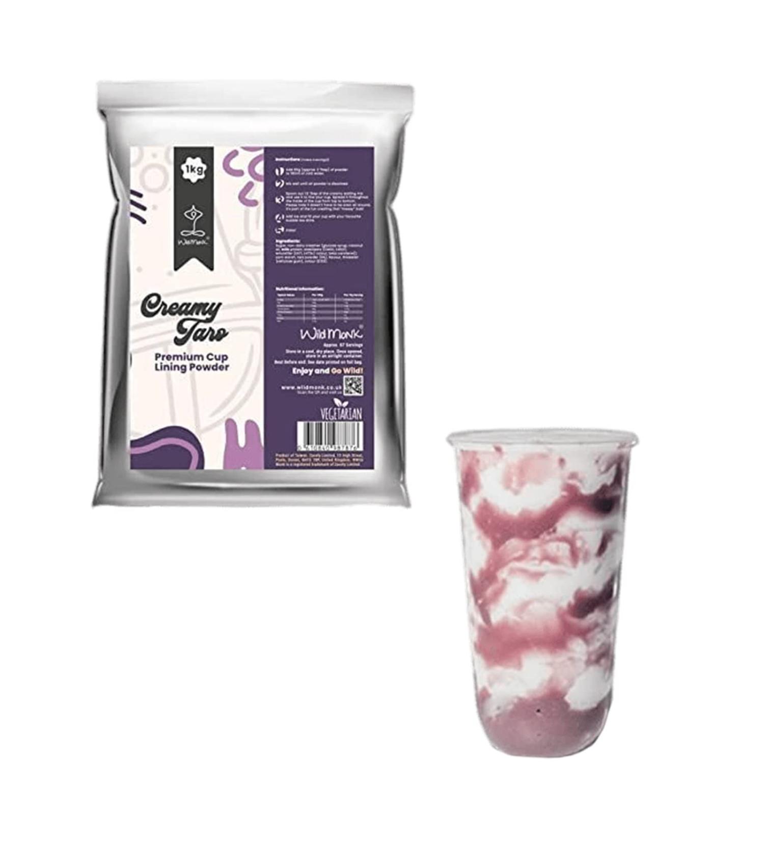 Wild Monk Creamy Taro Cup Lining (1kg) 67 Servings Premium Cup Lining Powder Form Add Flavor to Bubble Tea & Desserts - Buy Online on GoSupps.com