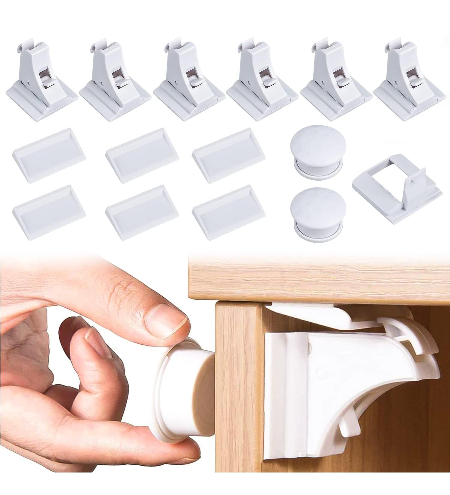 Child Protection Cabinet Magnetic Lock | Baby Drawer Security Lock (6 Locks & 2 Keys) for Kitchen Bedroom & Living Room - Buy Online on GoSupps.com
