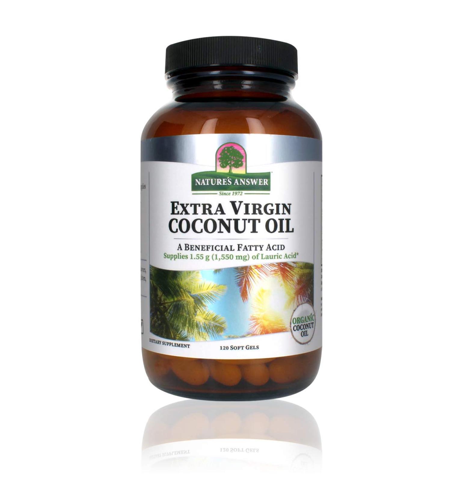 Organic Extra Virgin Coconut Oil Softgels - Non-GMO, Gluten-Free, Multi-Purpose Moisturizer for Hair & Skin (120 Capsules) - Buy Online on GoSupps.com
