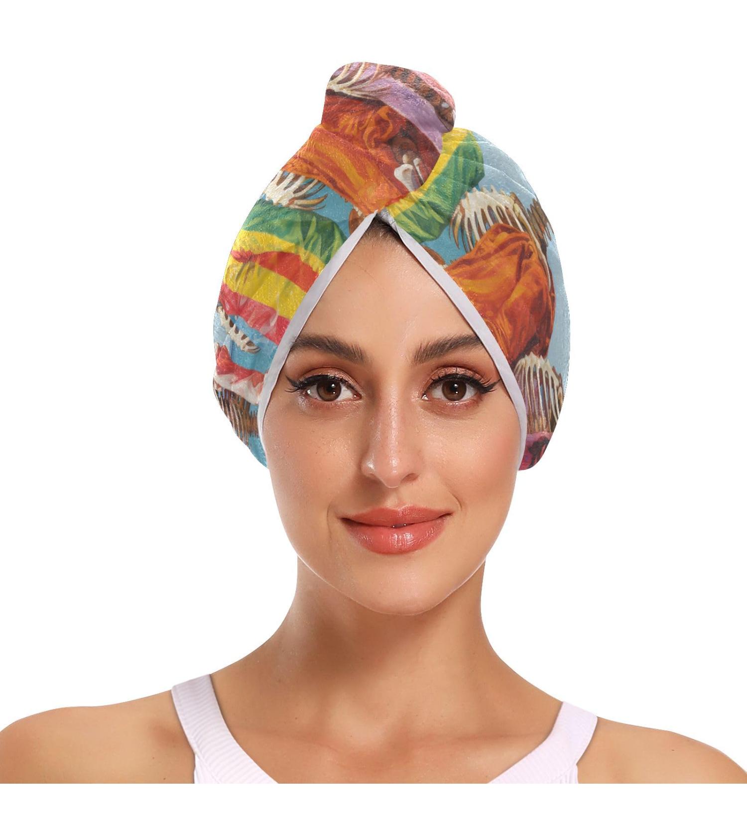Skeleton Beach Hair Towel 2 Pack - Super Absorbent Quick Dry Hair Turbans for Women & Girls - Buy Online on GoSupps.com