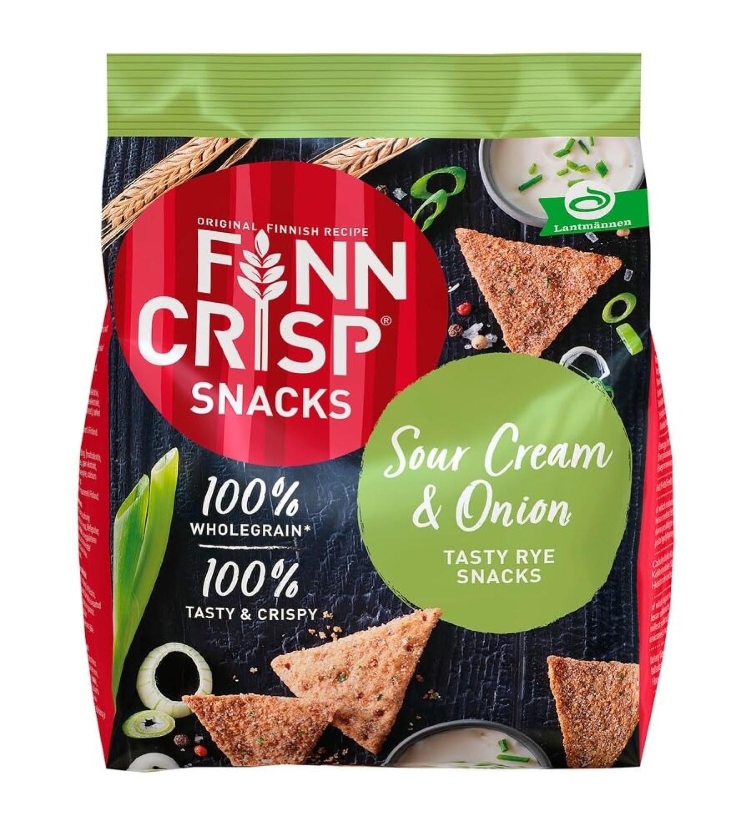 FINN CRISP Wholegrain Snacks - Rye Sour Cream & Onion Flavor 150g