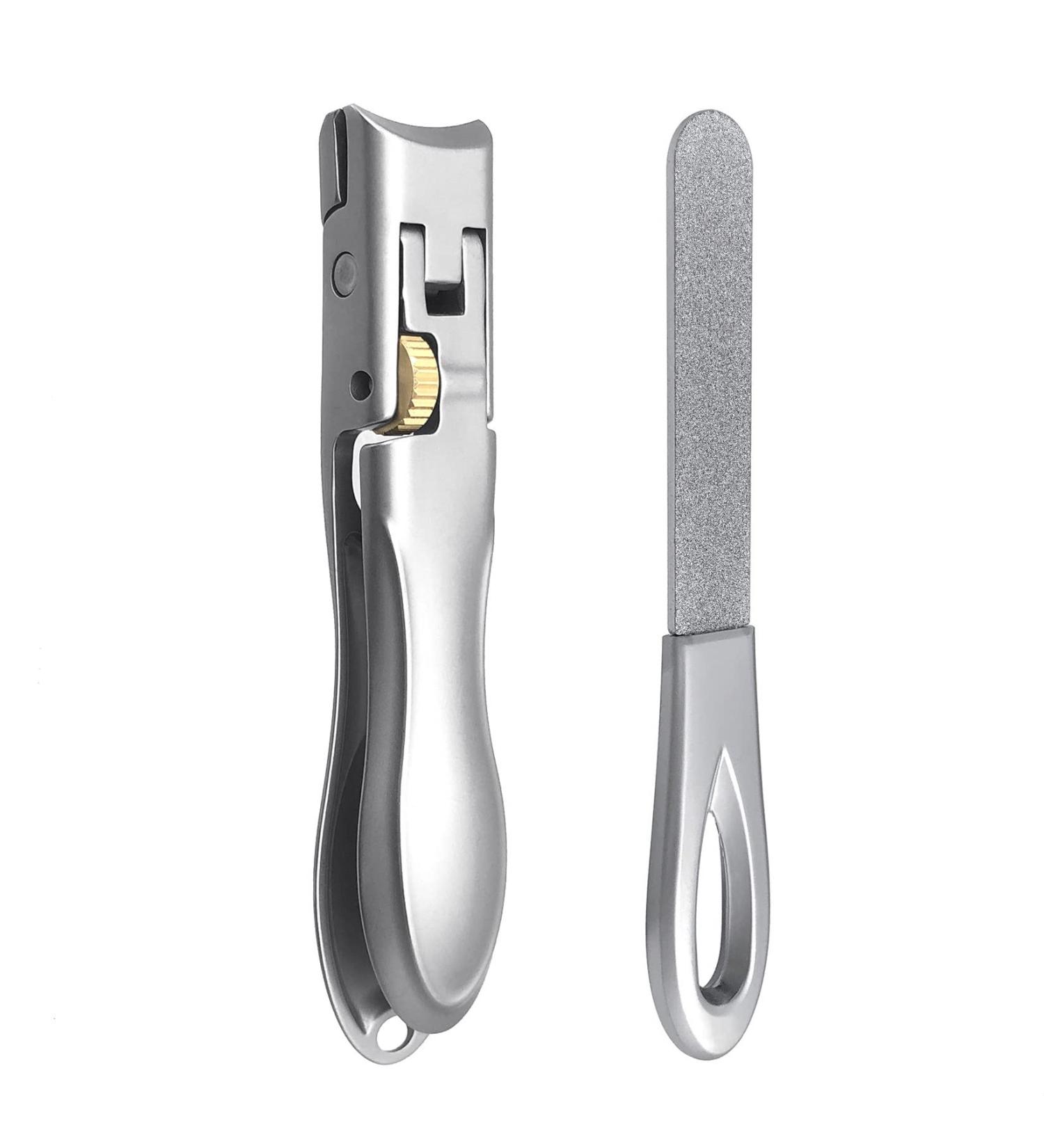 Safety Lock Wide Jaw Nail Clippers with Diamond File Set - Heavy Duty Nail Trimmer for Thick Toenails - Curved-CL3P - Buy Online on GoSupps.com