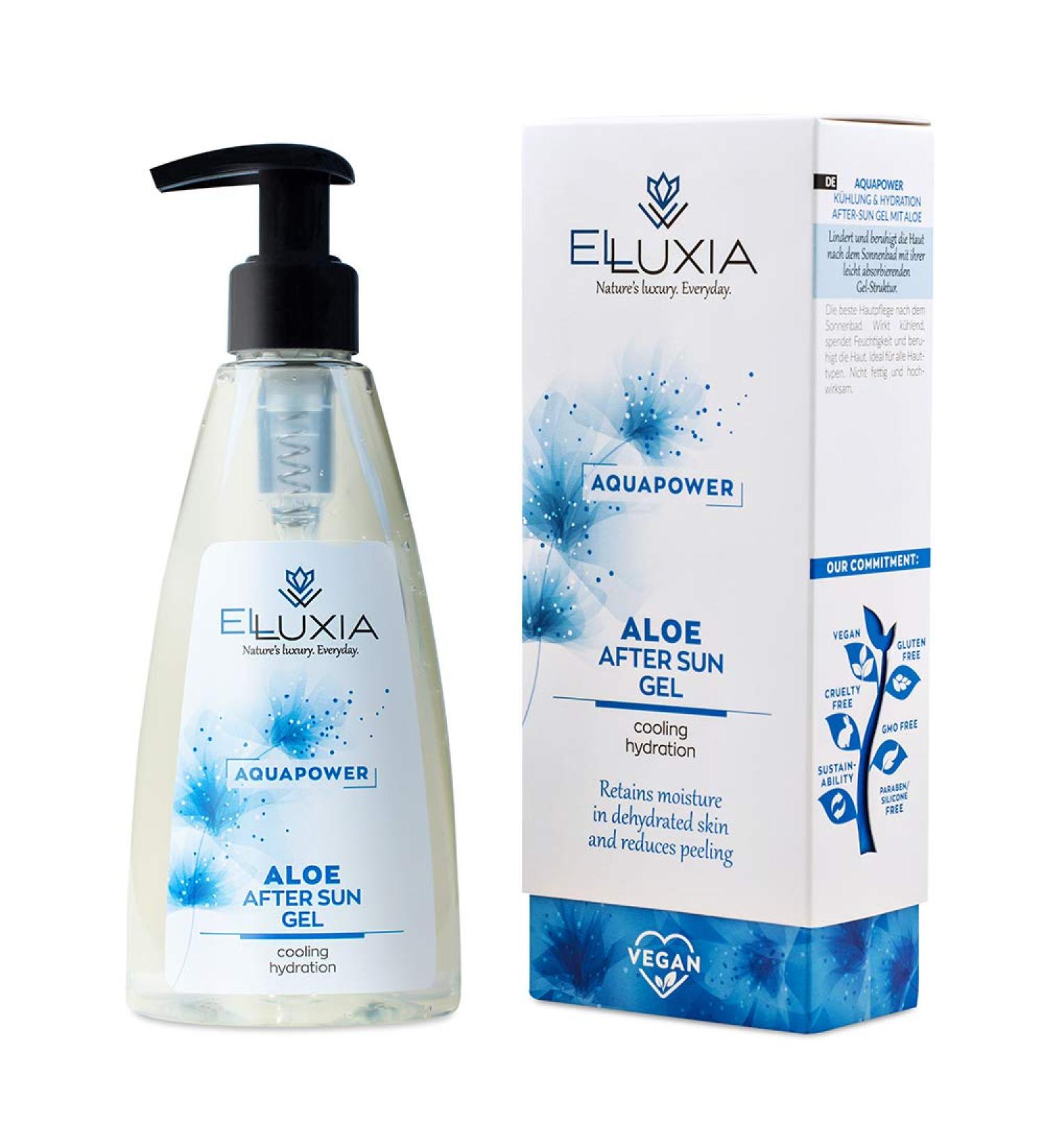 ELLUXIA Natural Cooling Moisturizer | Aloe After-Sun Gel with Aloe Vera Vitamin E & Panthenol | Soothes & Hydrates Skin | Shop Internationally - Buy Online on GoSupps.com