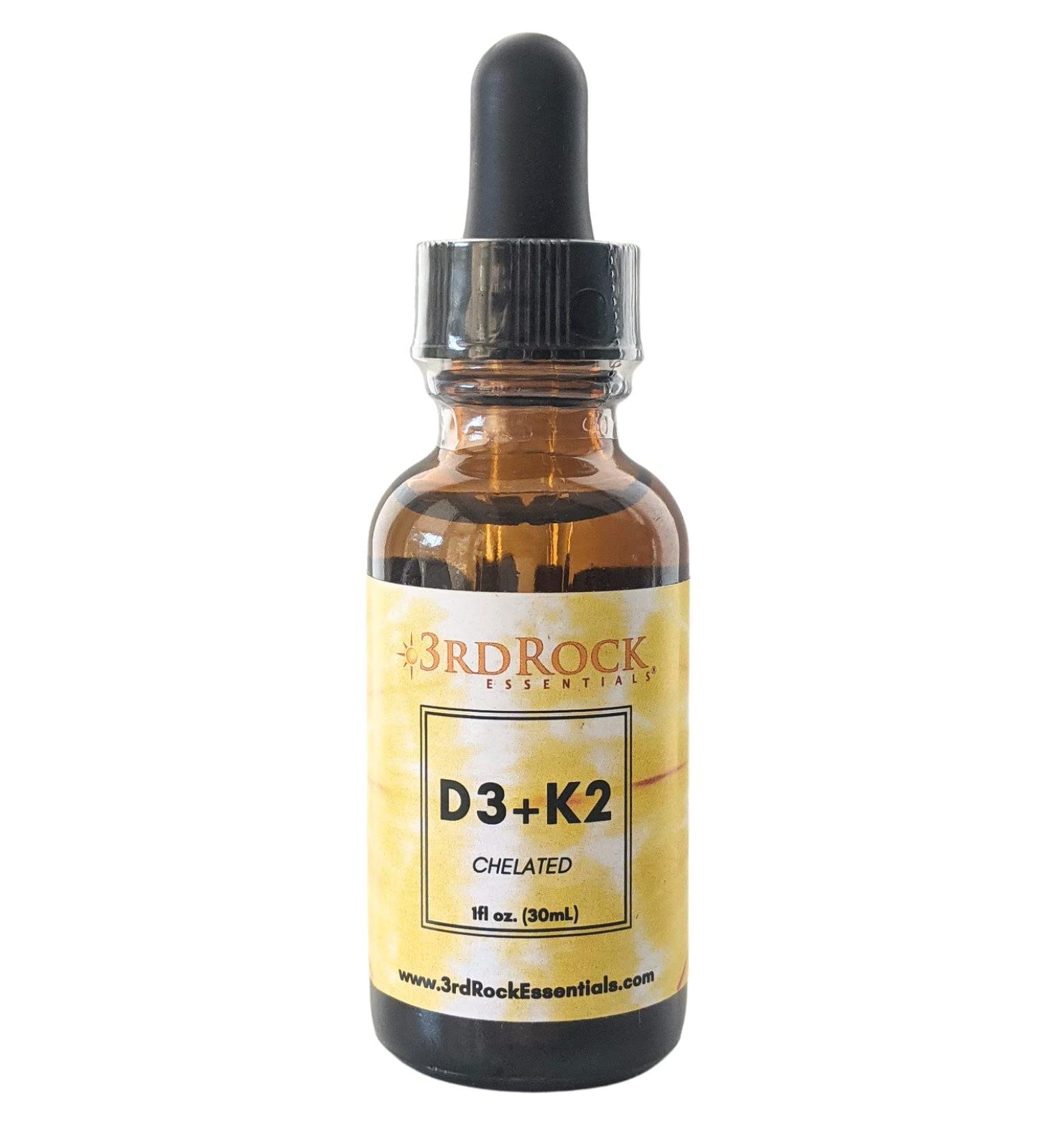 3rd Rock Essentials Vitamins D3 K2 | Chelated Liquid Vitamin Supplement Drops | Vitamin D3 | Vitamin K2 | Support Calcium Absorption Strong Bones Healthy Heart | Vegan | Gluten Free | 1 Fl Oz - Buy Online on GoSupps.com