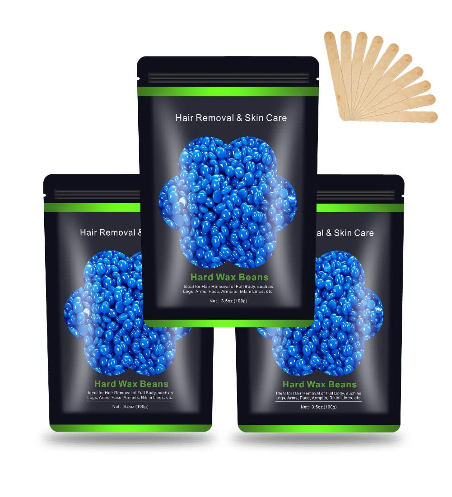 Wax Beads for Hair Removal - Auperwel Hard Wax Beans for Brazilian, Face & Legs - Painless Waxing, 10.5oz, 3 Packs, Chamomile - Buy Online on GoSupps.com