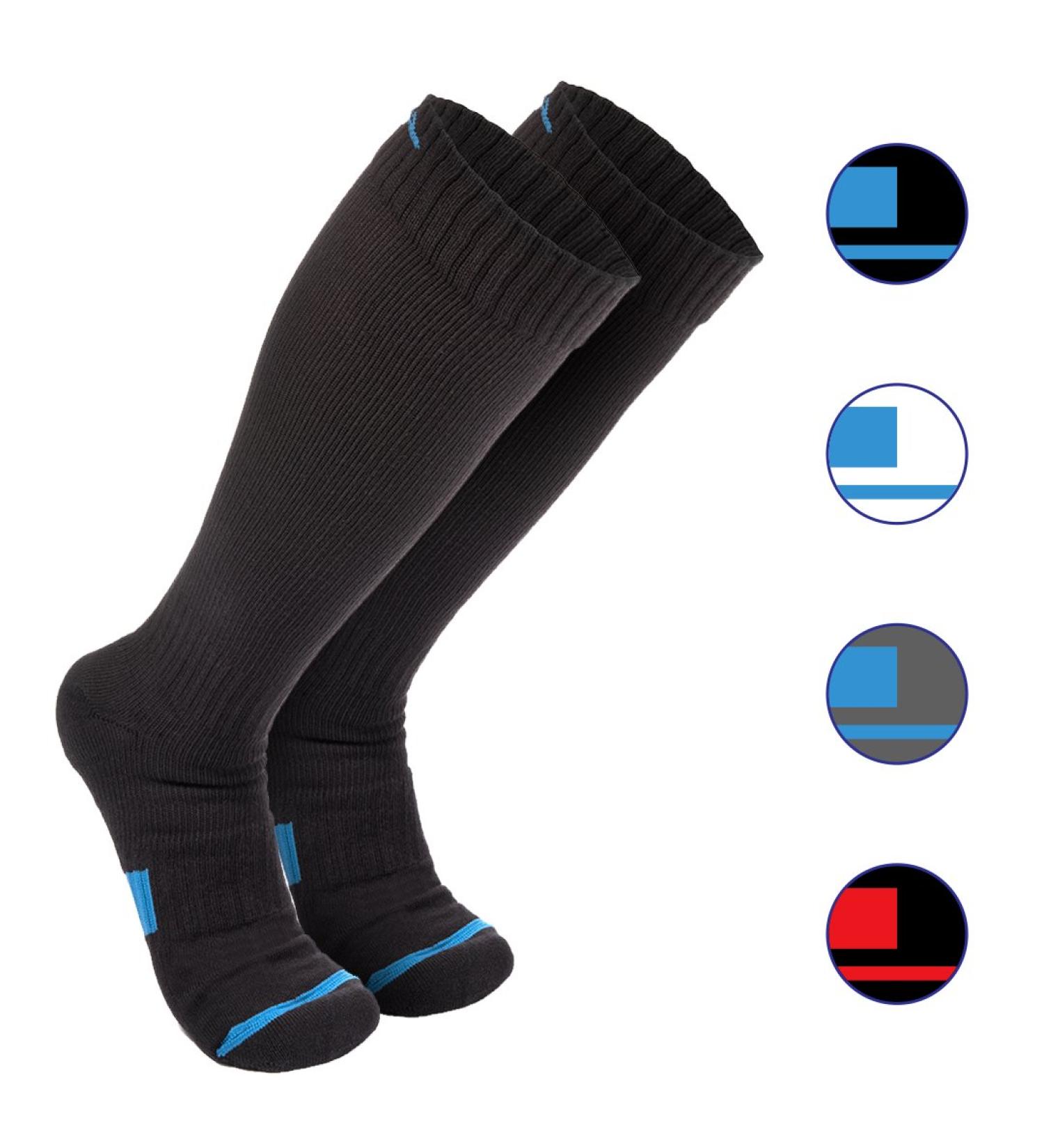 Wanderlust Everyday Compression Socks - Men & Women Support Stockings, Black-blue, Large - Buy Online on GoSupps.com