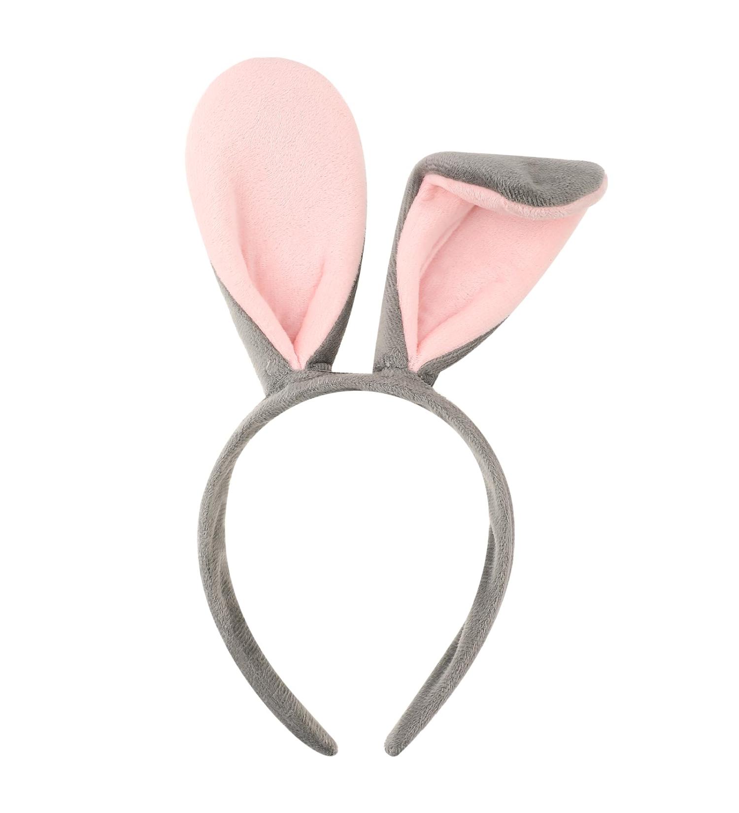 Abeillo Bunny Ears Headband Cute Plush Rabbit Ears Hairband Gray&Pink Hair Styling Decoration for Bunny Costume Cosplay Party Fancy Dress Up Accessories Women's Fashion Headbands - Buy Online on GoSupps.com