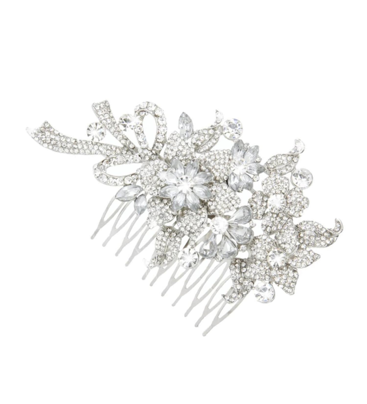 Angoily Flower Hair Comb Bridal Hair Side Comb Rhinestone Headpiece Flower Hair Accessories Hair Accessories for Women Hair Combs for Women Tiara Miss The Flowers Hairpin - Buy Online on GoSupps.com