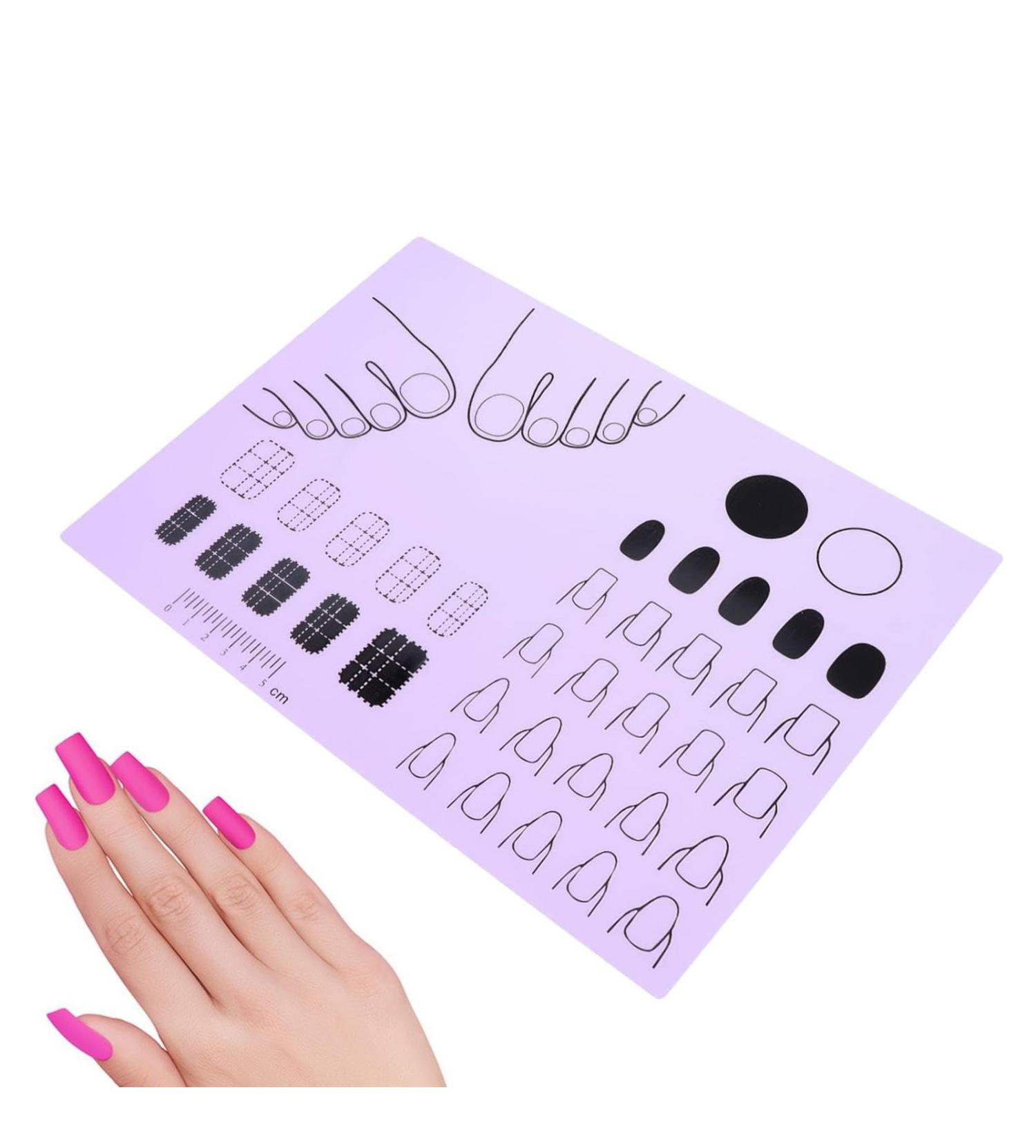 Silicone Nail Mat | Manicure Protector Mat for Nail Practice Nail Polish Coloring Practice Professional Nail Manicure Tools for Acrylic Fingernails - Buy Online on GoSupps.com