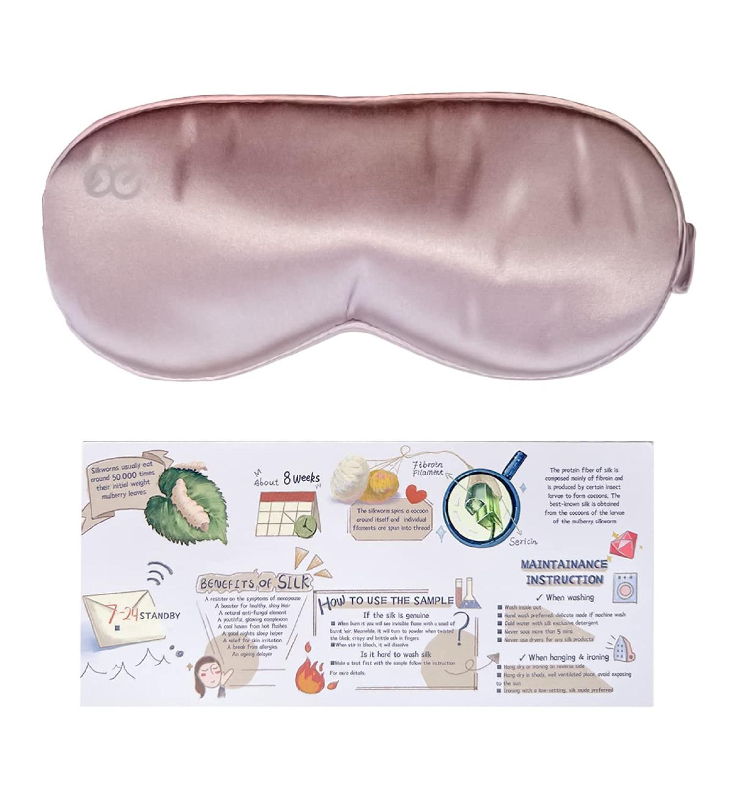Promeed Mulberry Silk Sleep Eye Mask Blindfold - 25 Momme Silk Eye Cover for Sleeping & Travel - Pink - Buy Online on GoSupps.com