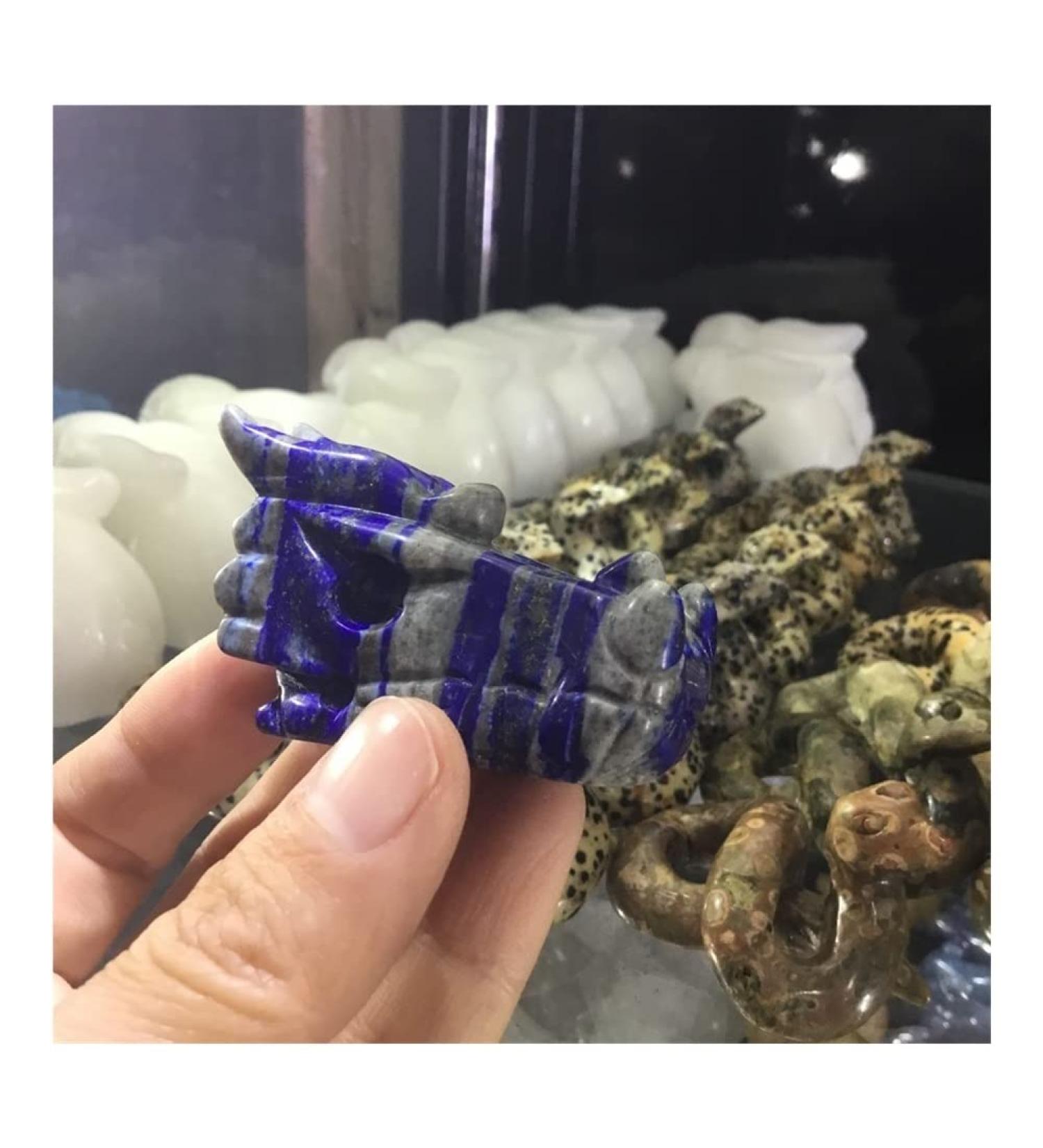 Crystal Natural Lapis Kazuli Stones Hand Carved Dragon Skull Crystal Reiki Minerals Gemstones for Home Decoration Suitable for Home Office Decoration ERTEYIN - Buy Online on GoSupps.com